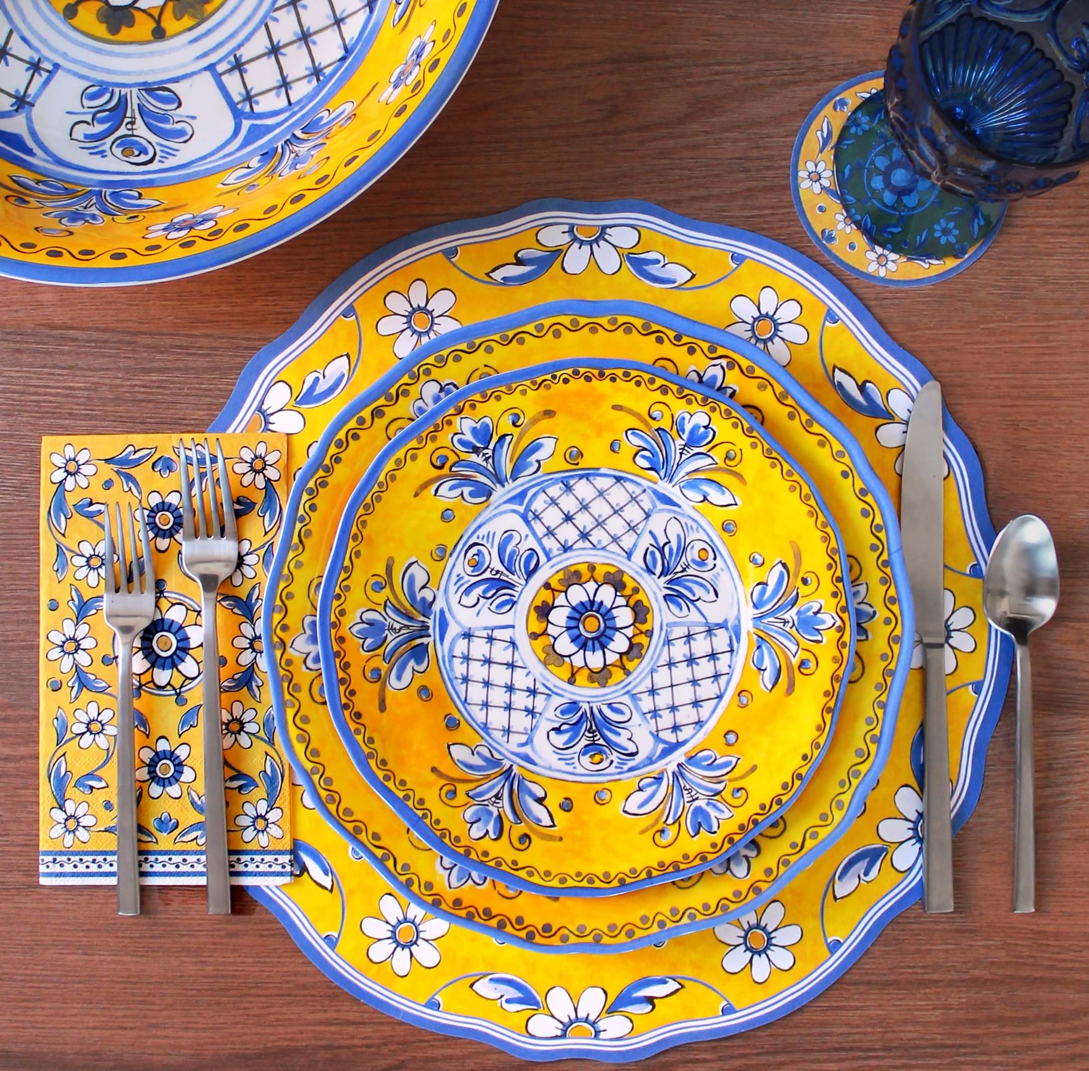 Le Cadeaux Melamine 11 Inch Dinner Plate Set Of 4, Benidorm