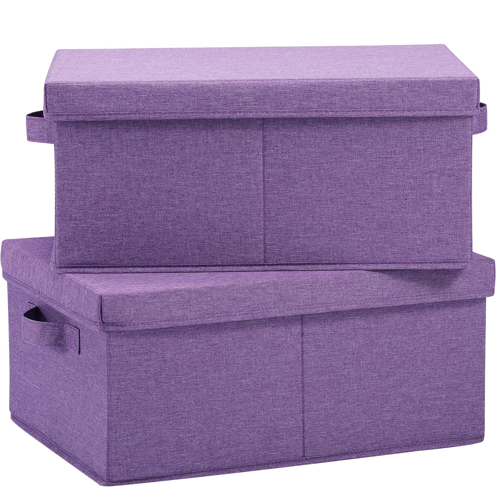 HOONEX Foldable Storage Bins with Lids, Pack of 2, Storage Boxes with 2 Carrying Handles and Sturdy Heavy Cardboard, 16.5 L x 11
