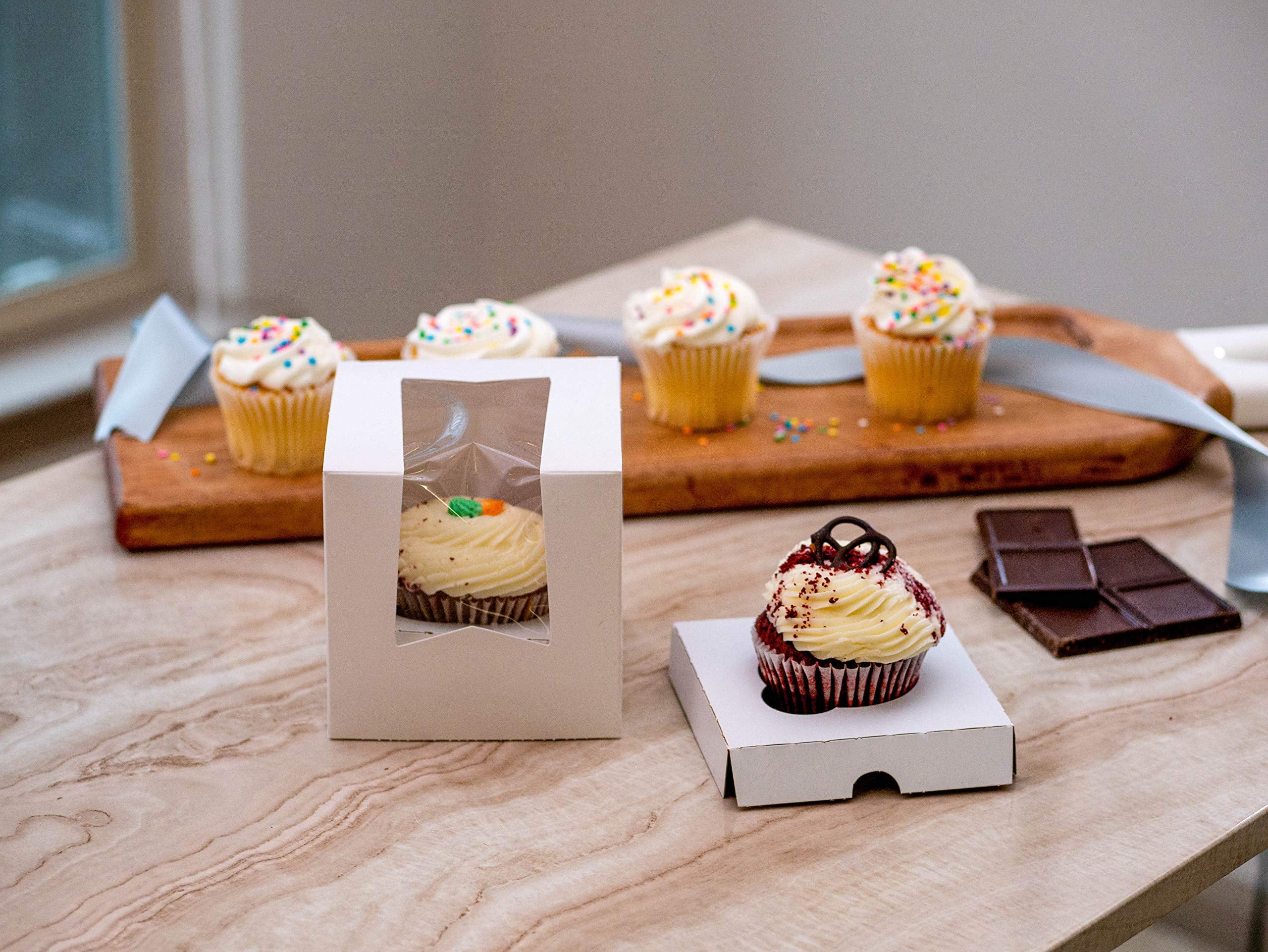 Southern Champion Tray 23053 Paperboard White Lock Corner Window Bakery Box, 10'' Length X 10'' Width X 5'' Height (Case Of 150)