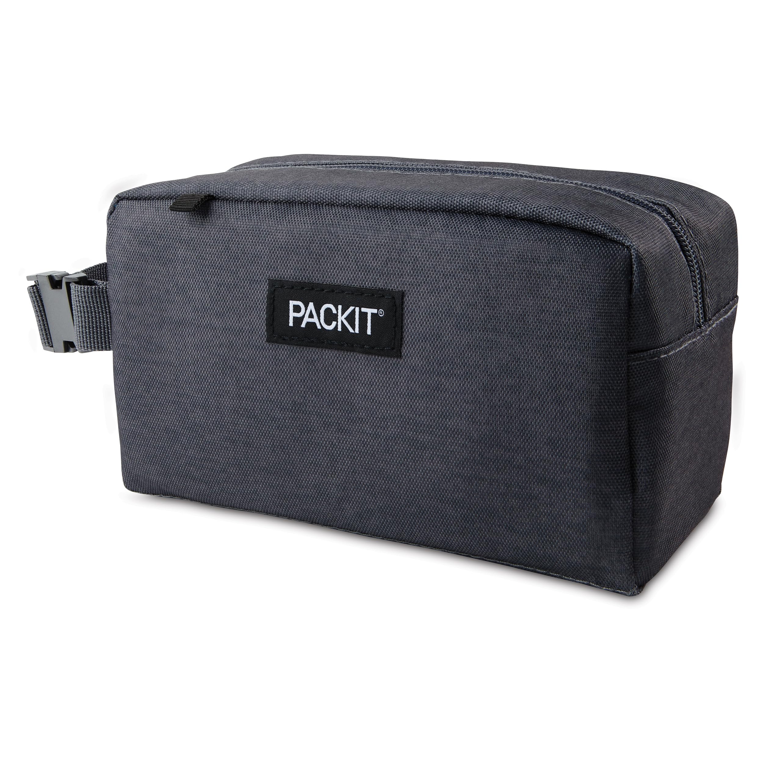 Packit Freezable Snack Box, City Charcoal, Built With Ecofreeze Technology, Collapsible, Reusable, Zip Closure With Buckle Handl