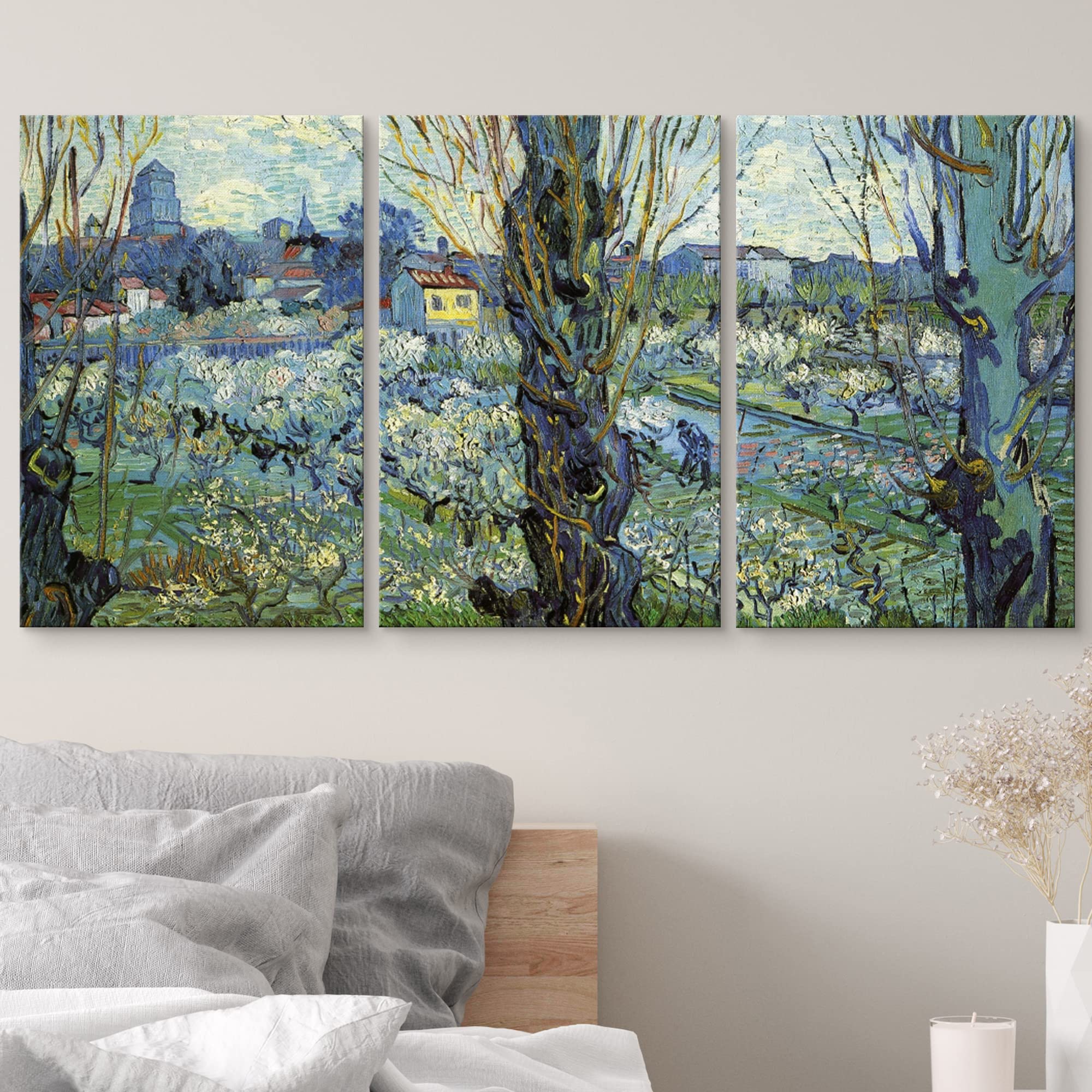 Wall26 Canvas Print Wall Art Set Orchard In Bloom With Poplars Vincent Van Gogh Classical Illustrations Fine Art Decorative Hist