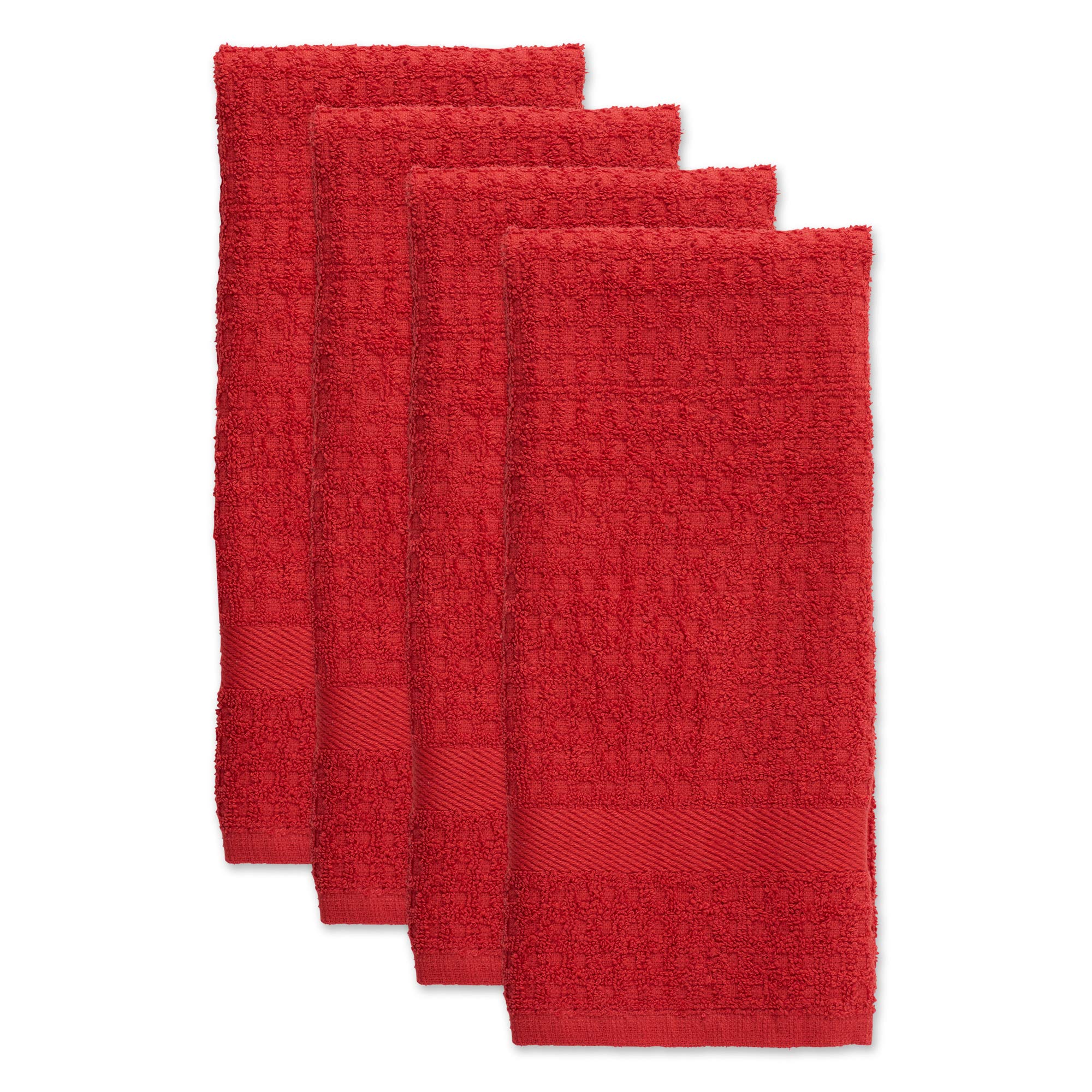 SOLID WAFFLE DISHTOWEL RED Set of 4