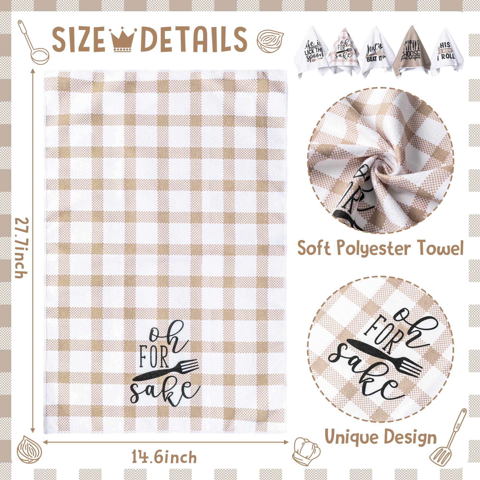 R Horse 5Pcs Funny Kitchen Dish Towel Set Absorbent Quick Dry Cloth Dish Tea Towels Reusable Bar Hand Dishcloths Decor For Bathr