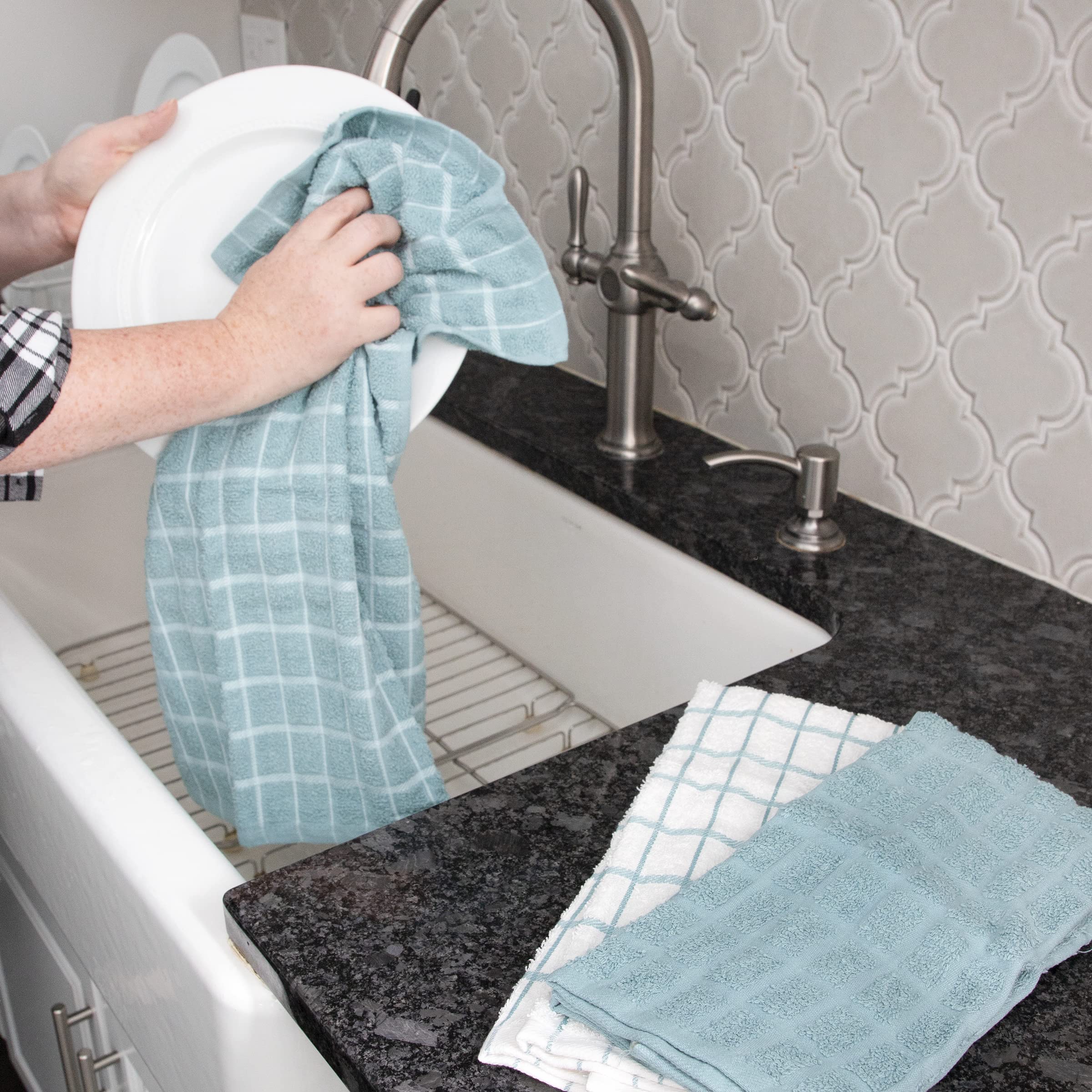 Ritz 100% Cotton Terry Kitchen Dish Towel, 25'' X 15'', Dew