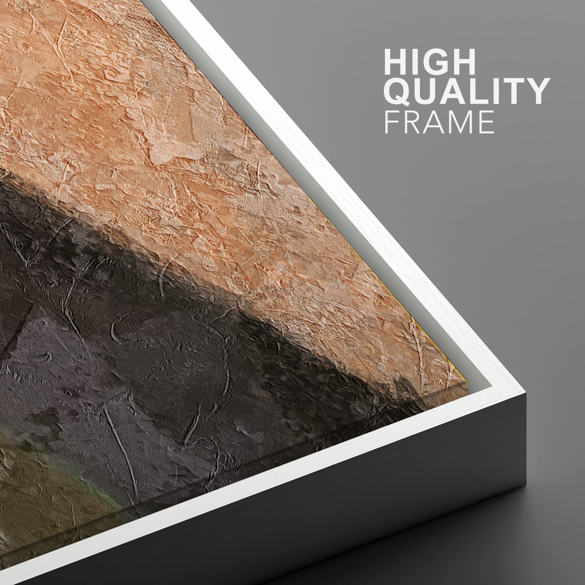 Ashbrook Framed Canvas Print Wall Art Tan, Brown And Black Geometric Polygons Abstract Shapes Illustrations Modern Contemporary