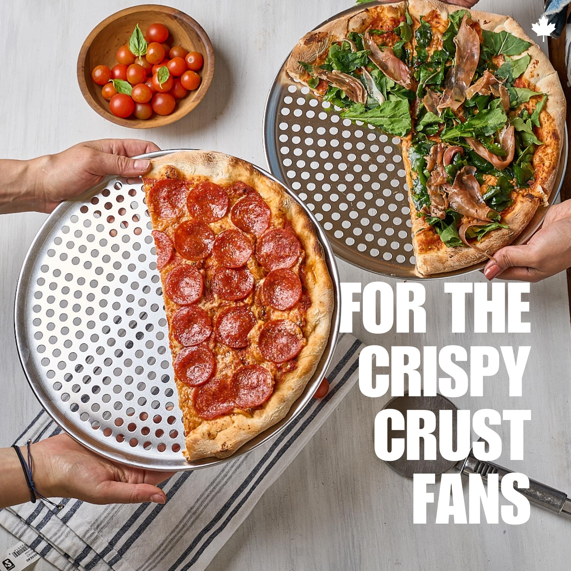 Norjac Restaurant-Grade| Non-Stick 16-Inch Perforated Aluminum Pizza Pan, 2 Pack | Heavy-Duty Rust-Proof Oven Tray