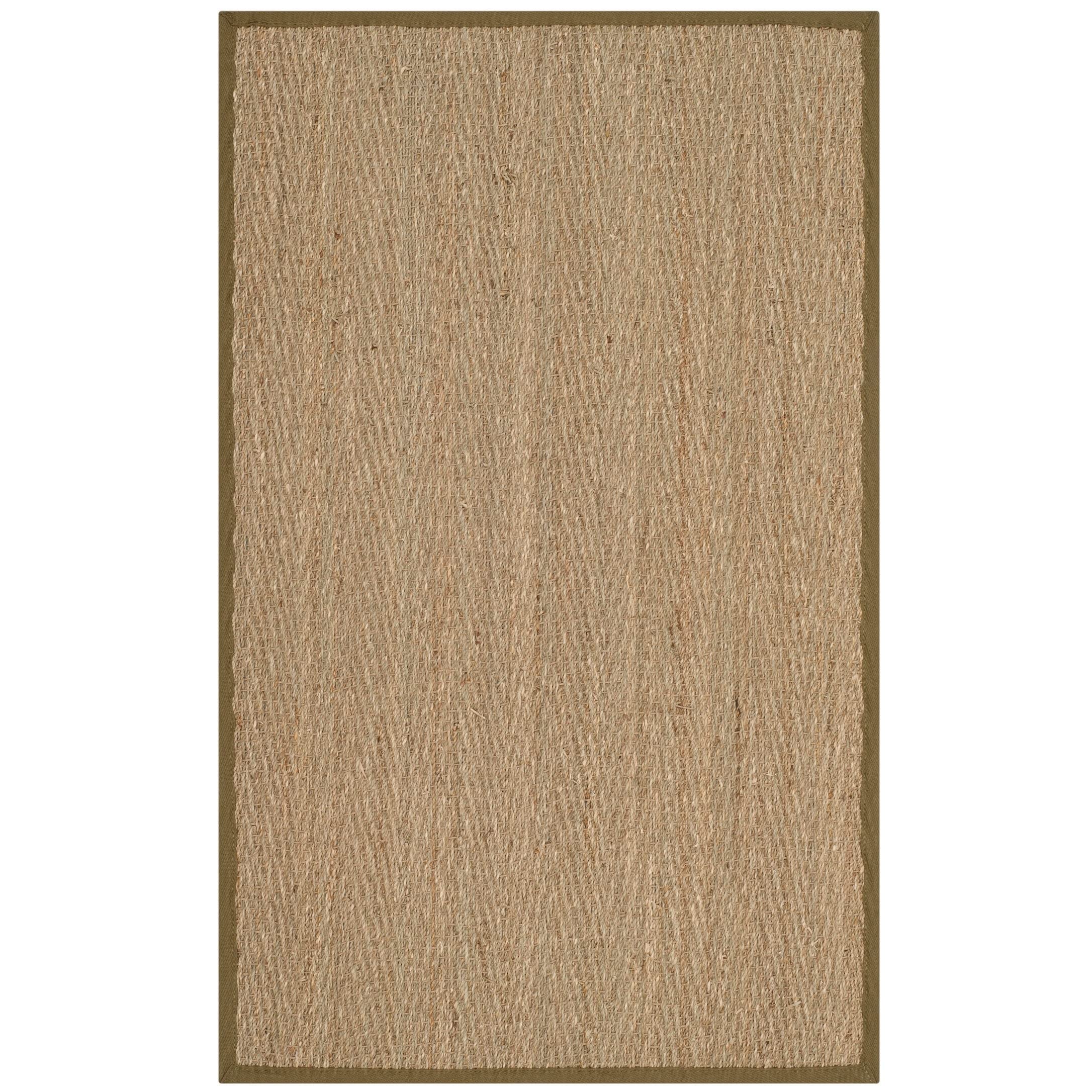 Safavieh Natural Fiber Collection Accent Rug - 26 x 4, Natural & Olive, Border Herringbone Seagrass Design, Easy Care, Ideal f