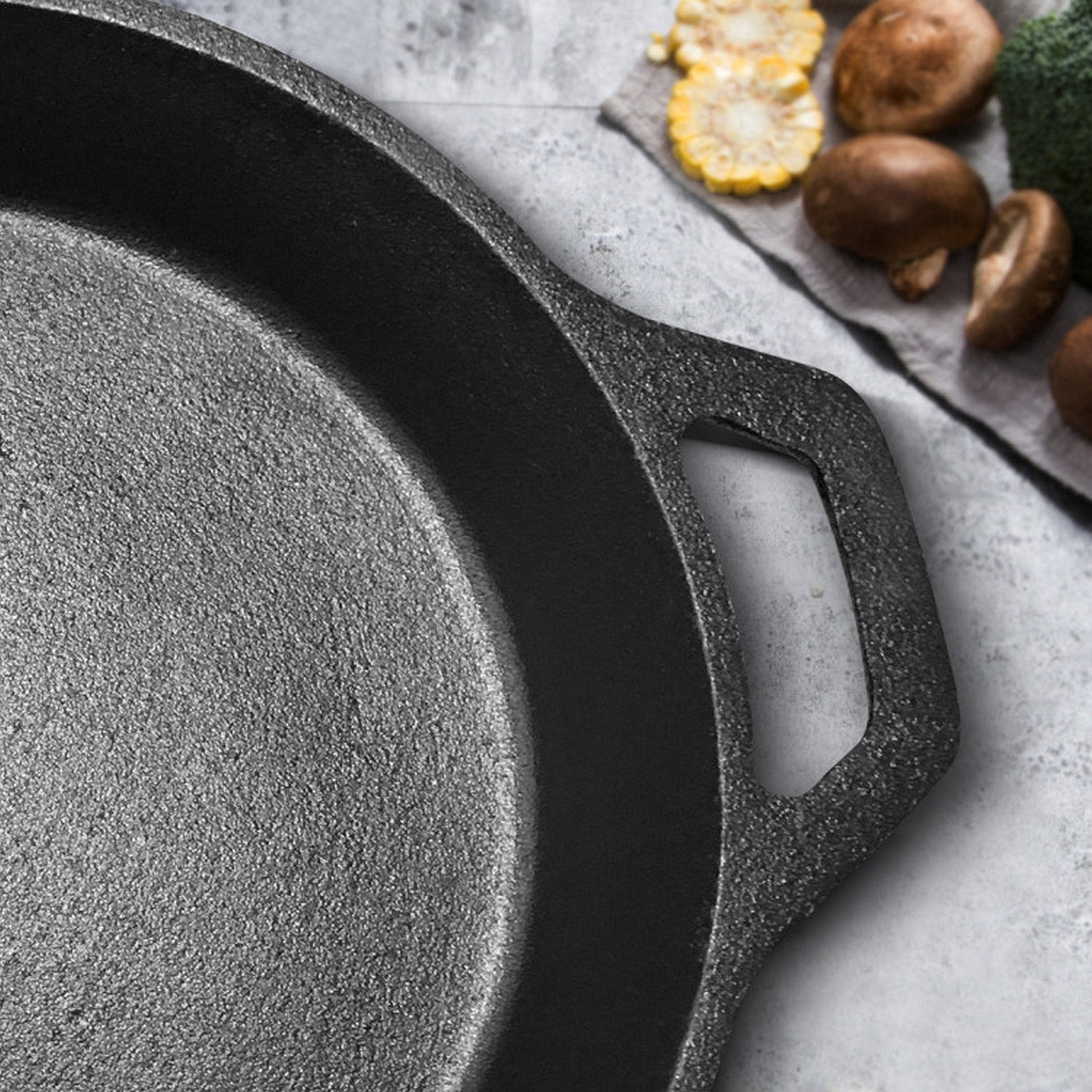 Elegant Kitchen Pre-Seasoned Cast Iron Skillet | Indoor And Outdoor Use | Grill, Stove-Top, Induction Safe (12.5 Inch)