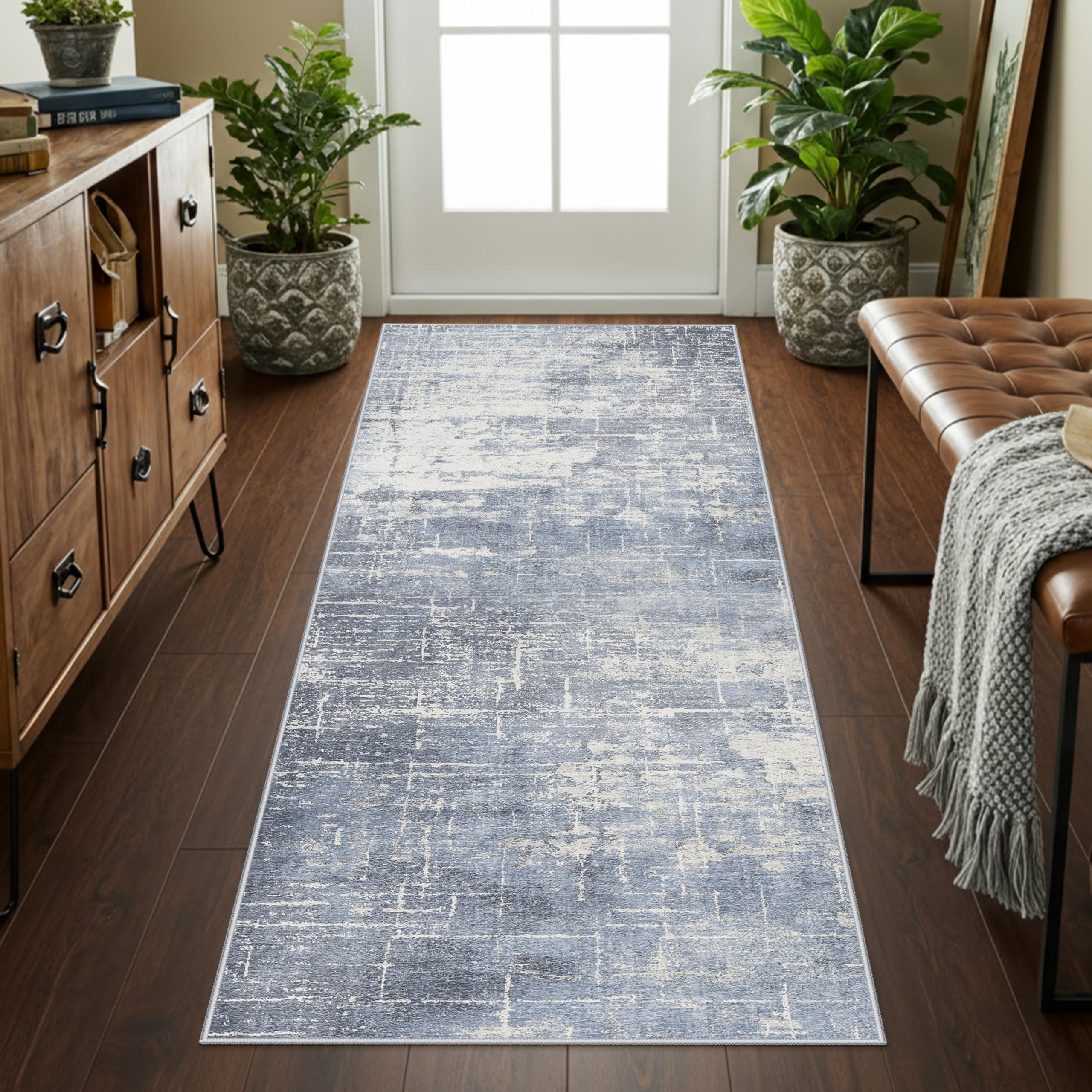 2x6 Non-Slip Entryway Area Rugs: Washable Stain Resistant Kitchen Carpet Low Pile Printed Doormat Soft Nursery Runner Vintage Ab