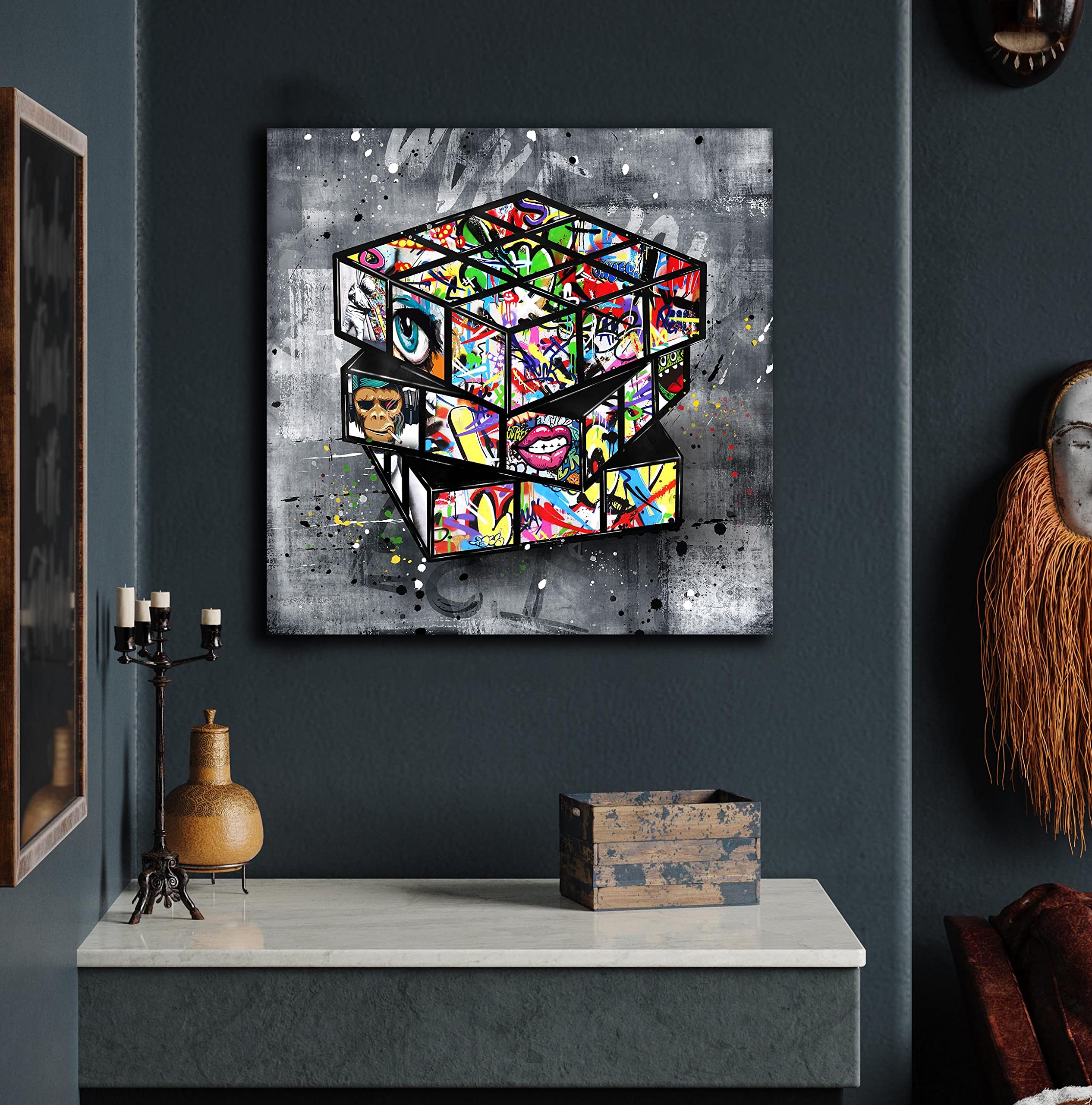 Sixttart Banksy Canvas Wall-Art For Living Room - Street Graffiti Wall Art For Bedroom - Large Abstract Painting Pop Art Modern