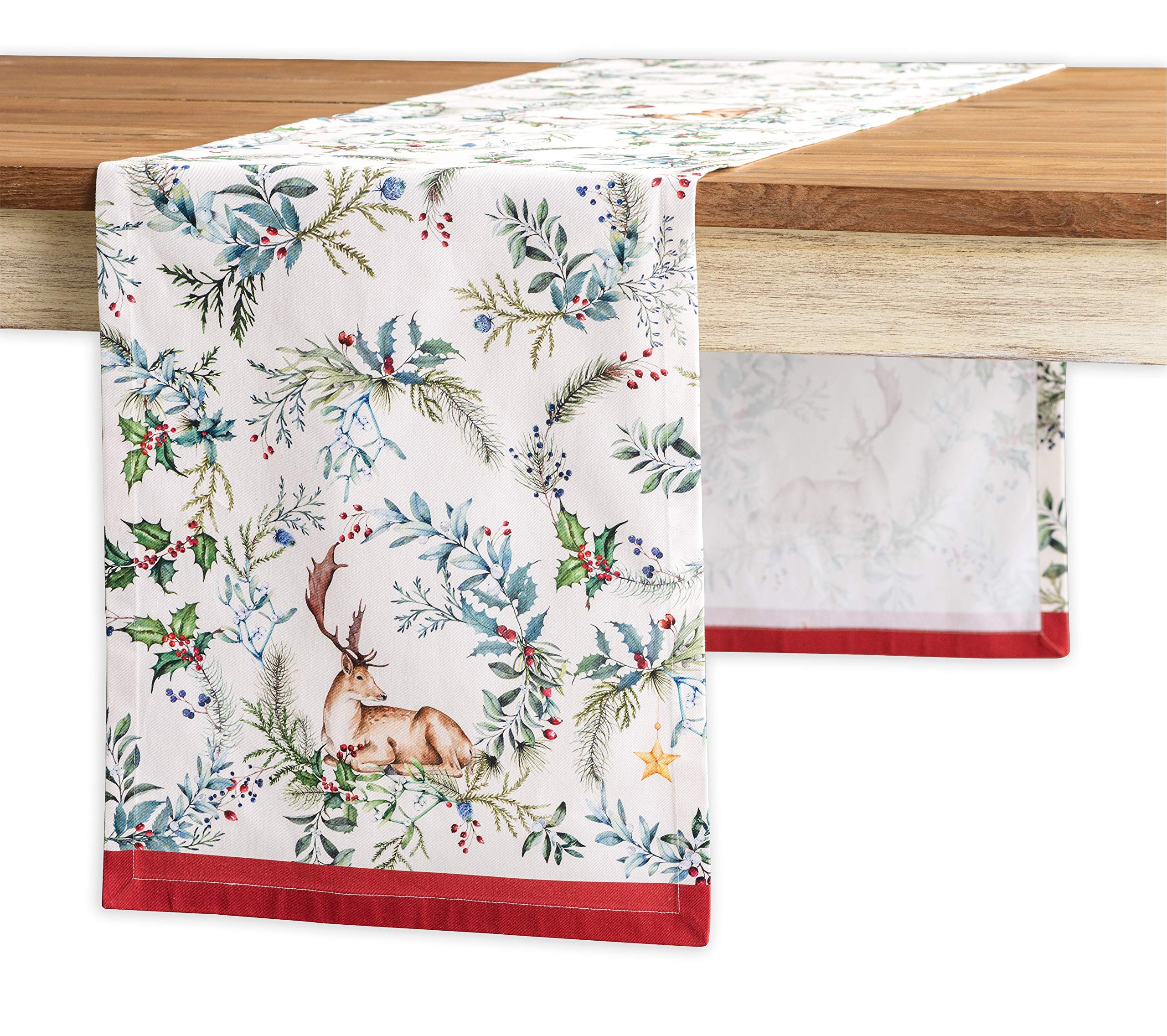 Maison D' Hermine Tablerunner 100% Cotton Table Runner Decorative Table Runners, Home, Wedding, Restaurant, Buffet, Holly Time (