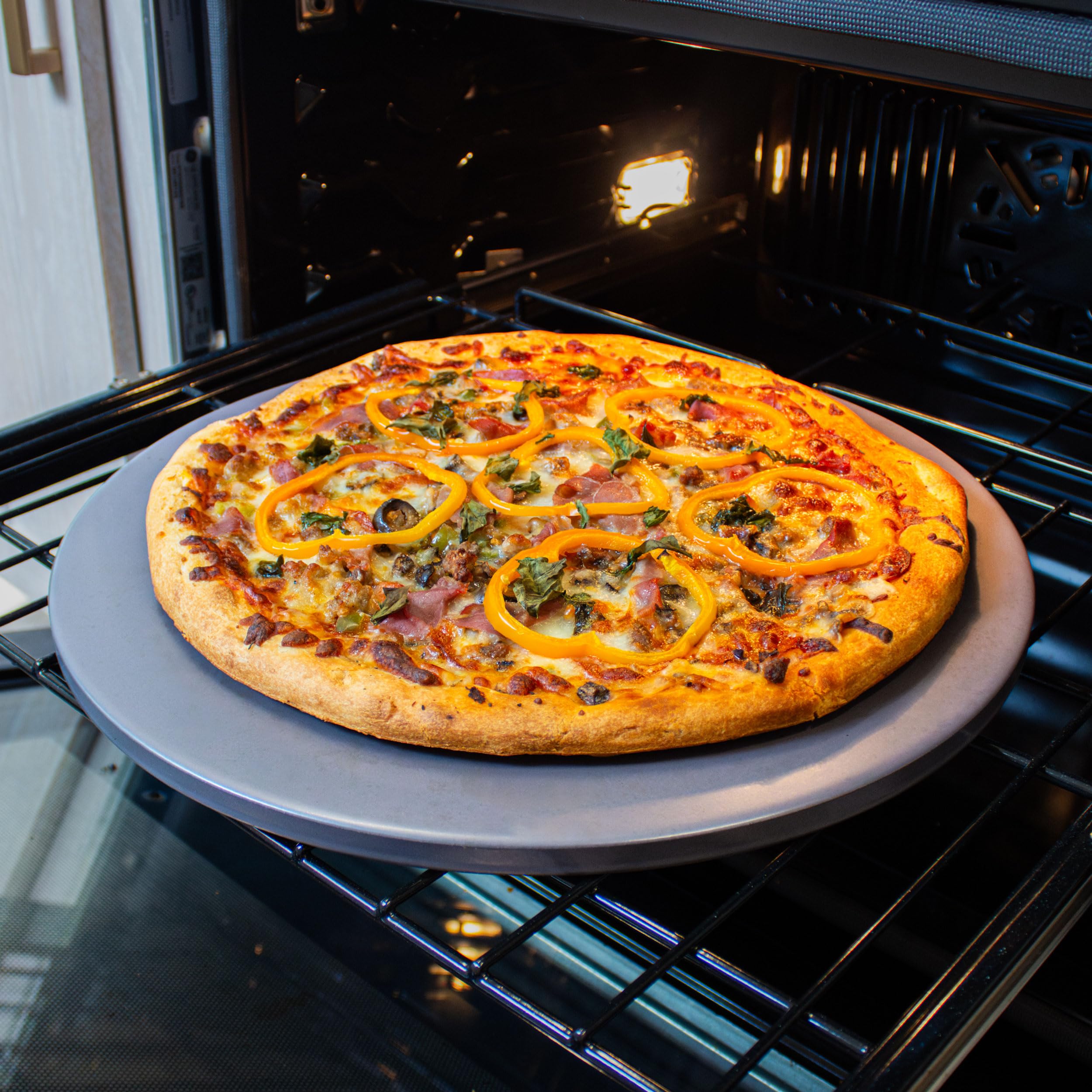 Old Stone Pizza Kitchen Glazed Round Pizza Stone For Oven And Grill, 16 Inch