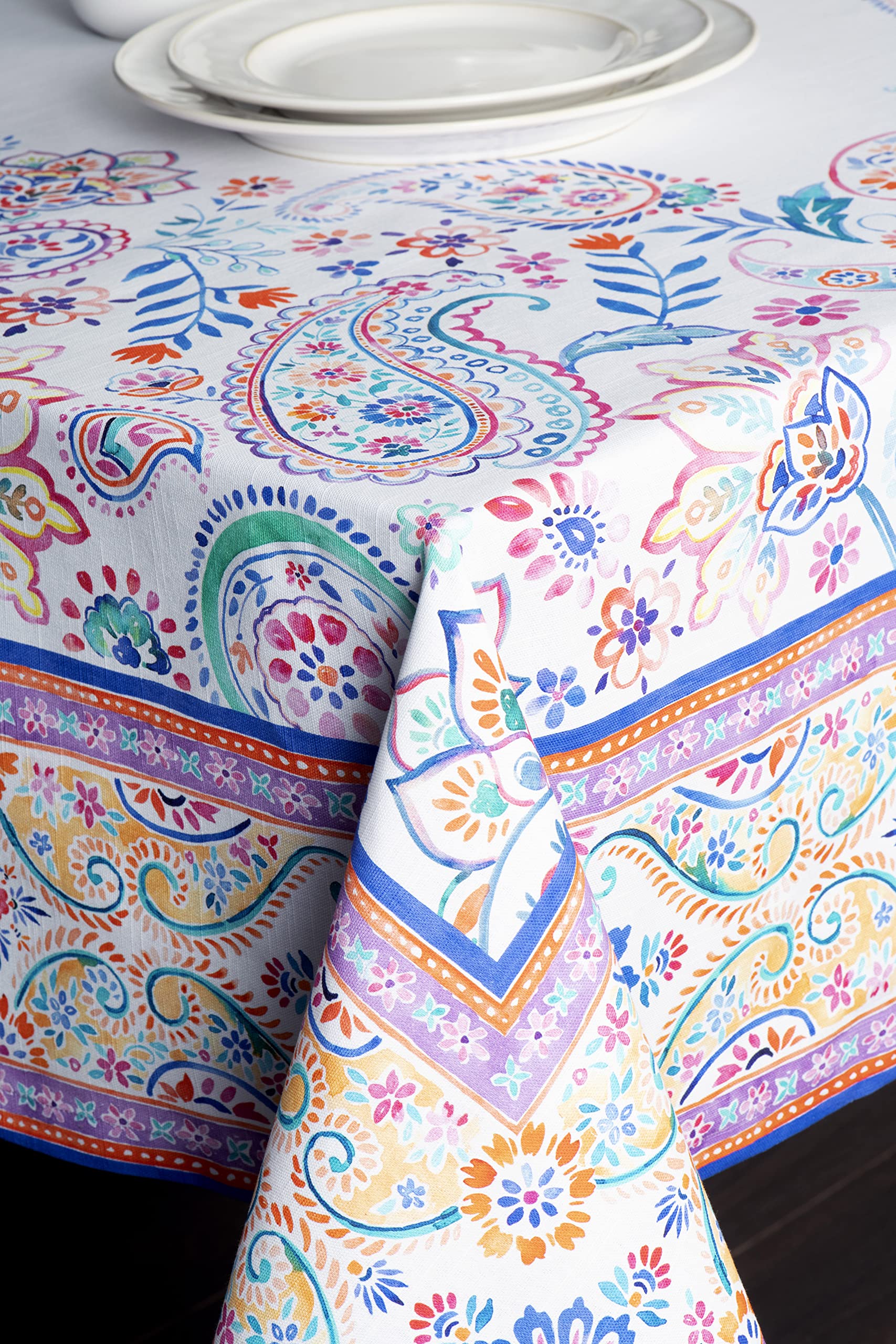 Maison D' Hermine Table Cover 100% Cotton 60''X108'' Decorative Tablecloth Washable Rectangle Tablecloths For Gifts, Dining, Hom