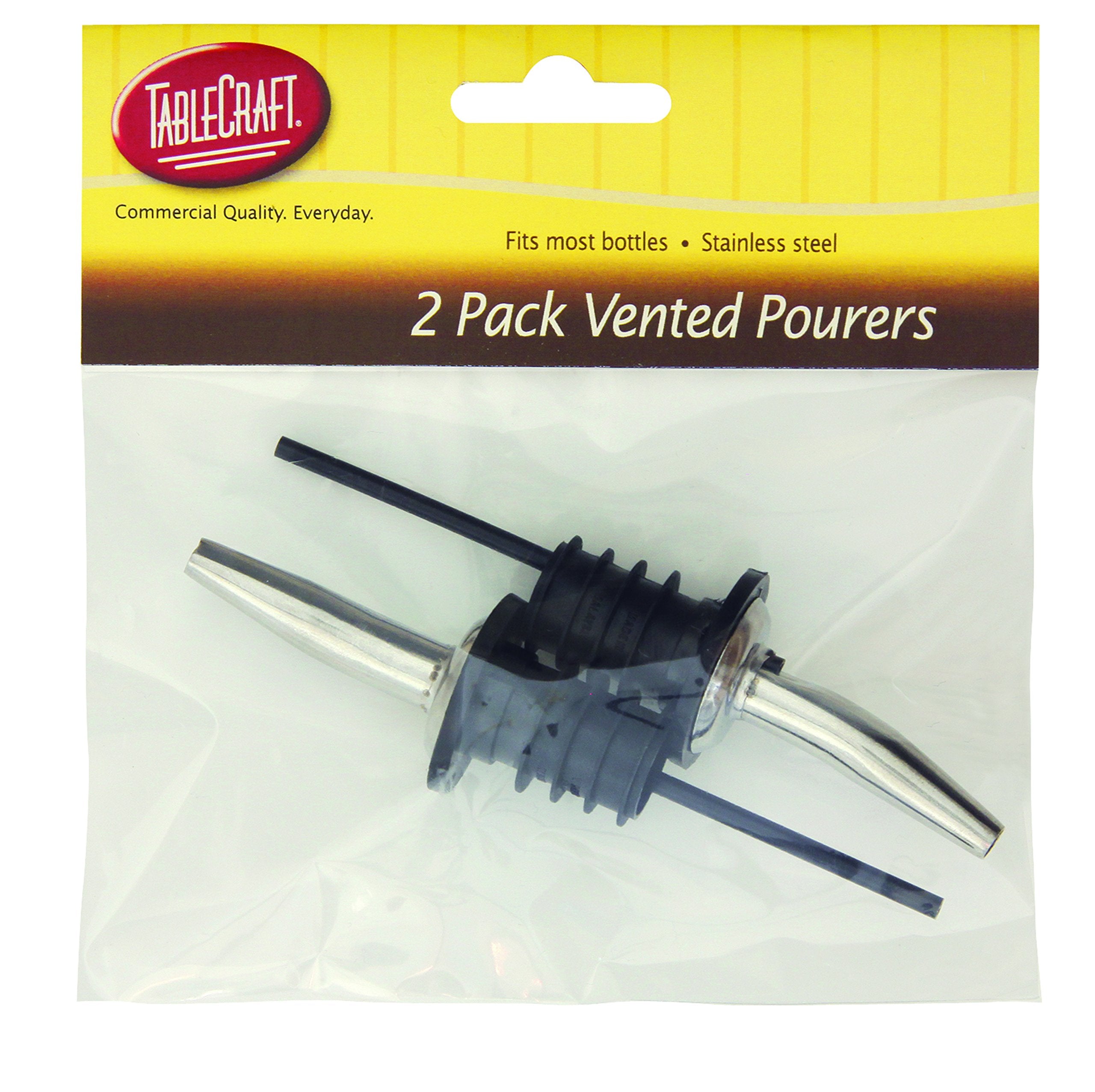 Tablecraft Stainless Steel Vented Pourers, Set of 2, 1 PACK, Stainless-Steel