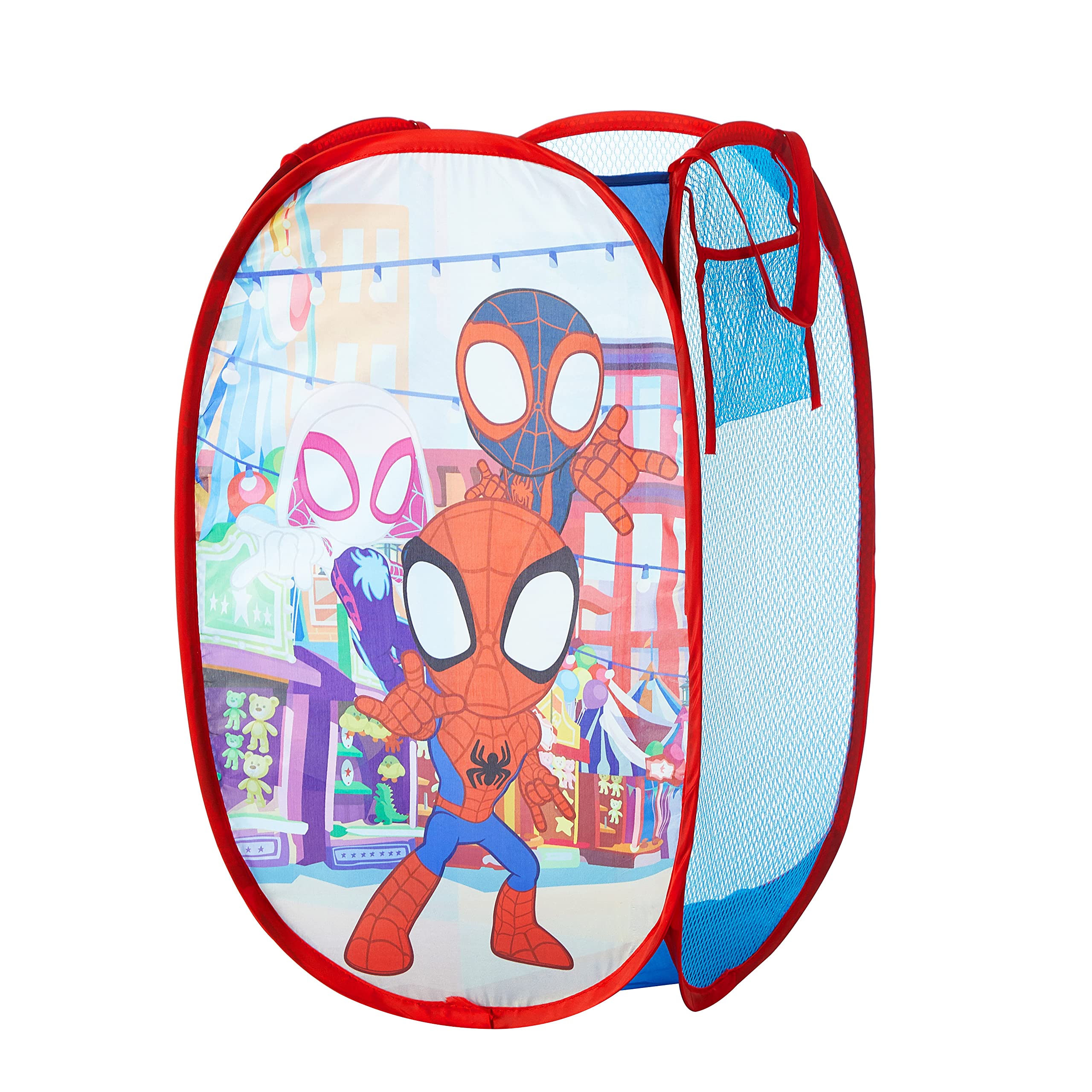 Disney Jr. Spidey and His Amazing Friends Pop Up Storage and Laundry Hamper, 21 H x 13.5 W X 13.5 L