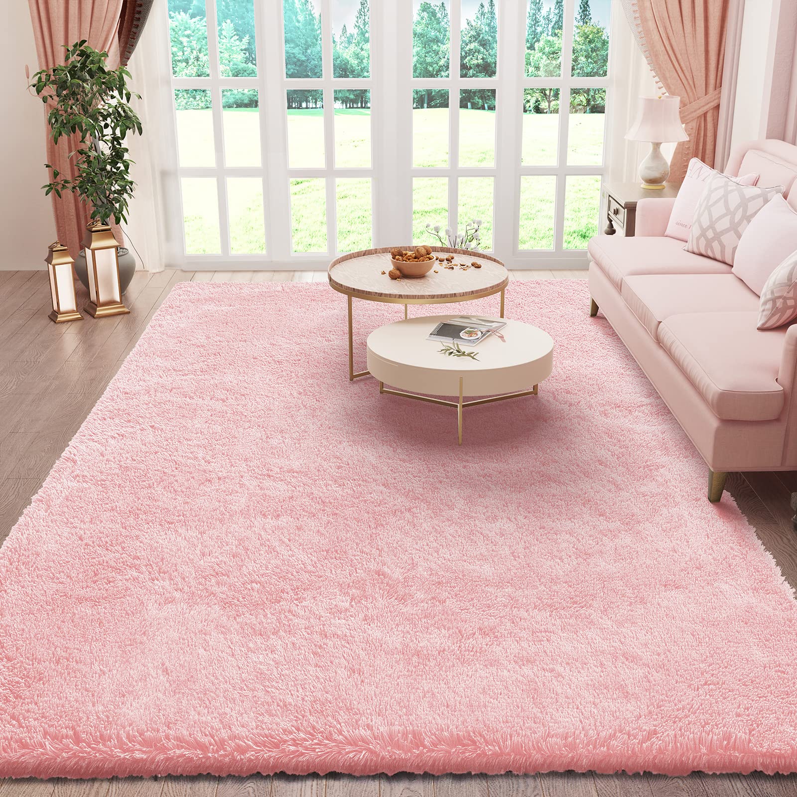 Ophanie Pink Area Rugs for Bedroom Girls, 6x9 Kids Fluffy Fuzzy Furry Shag Carpet, Plush Soft Cute Baby Shaggy Bedside Indoor Fl
