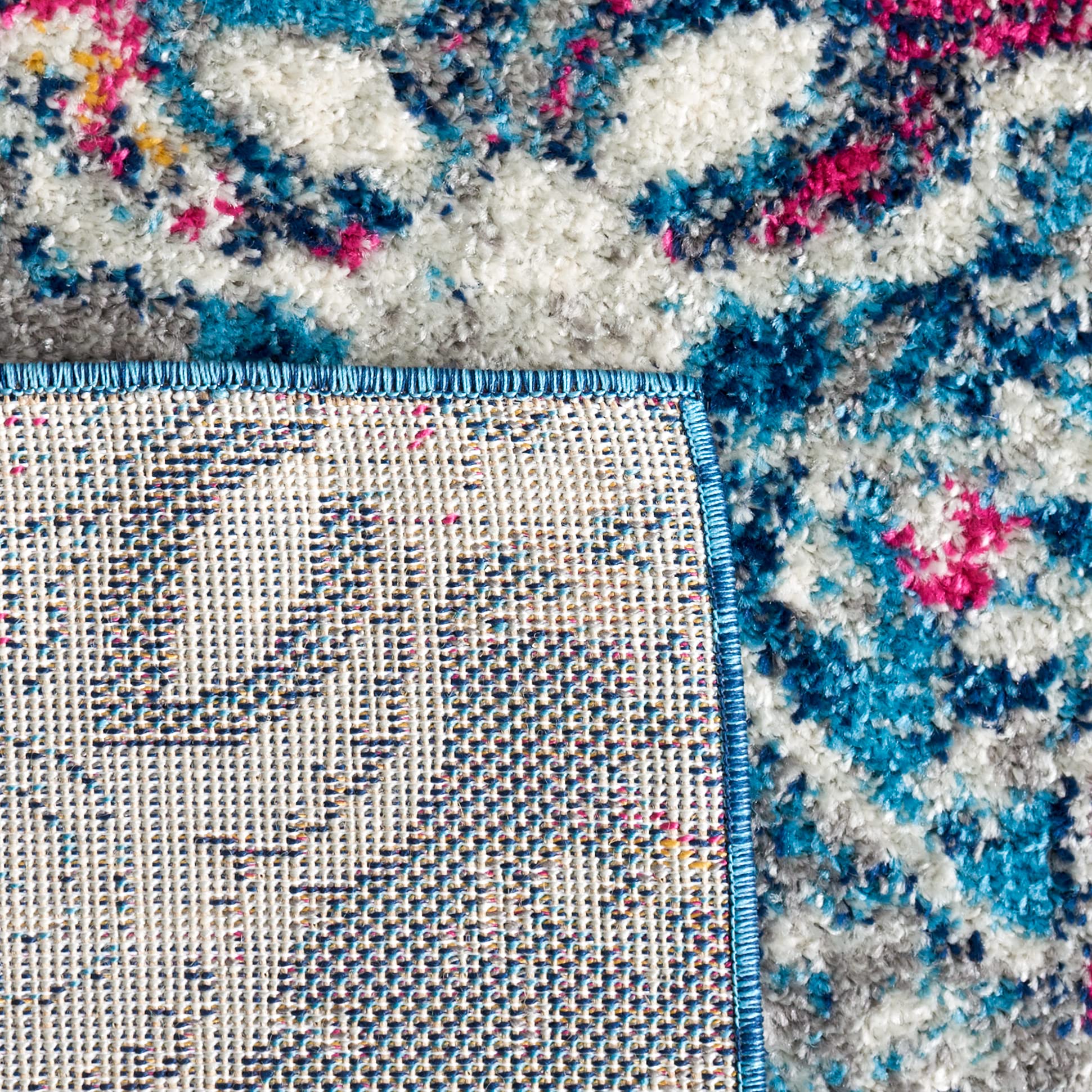 SAFAVIEH Madison Collection Area Rug - 53 Round, Blue & Grey, Non-Shedding & Easy Care, Ideal for High Traffic Areas in The Liv