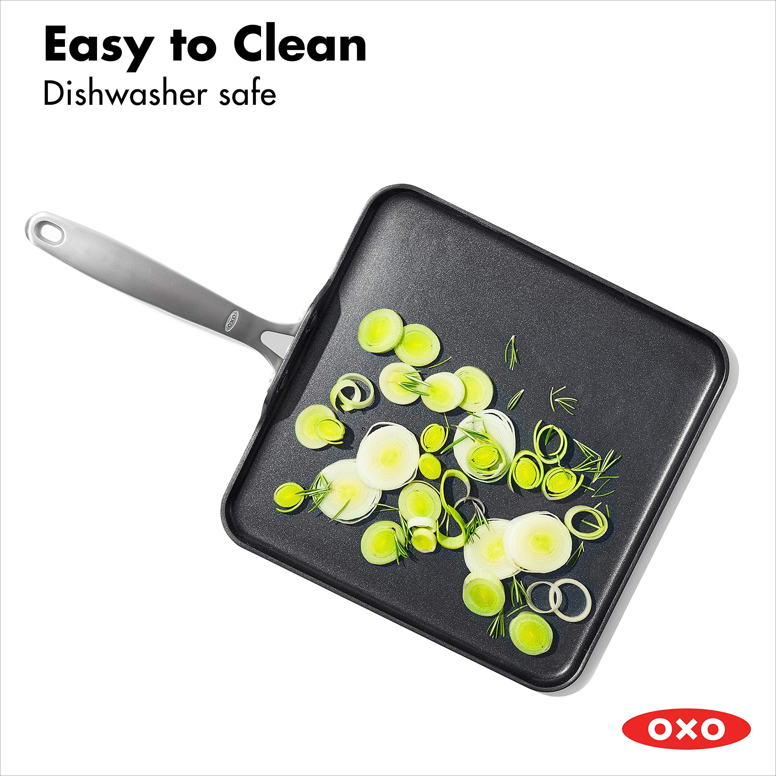 Oxo Enhanced 11'' Griddle Pan, Pfas-Free Ceramic Nonstick, Durable Hard Anodized Cookware, Scratch Resistant, Stainless Steel Ha