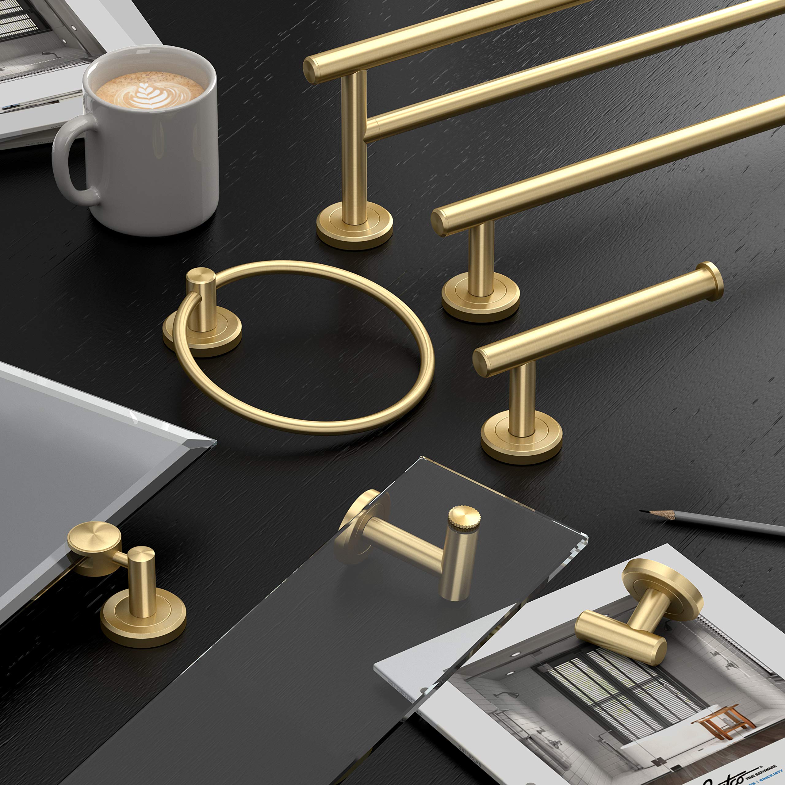 Gatco 4232 Latitude II  Towel Ring  Brushed Brass/Wall Mounted 6.50'' Towel Ring for Bathroom/Hand Towel Holder