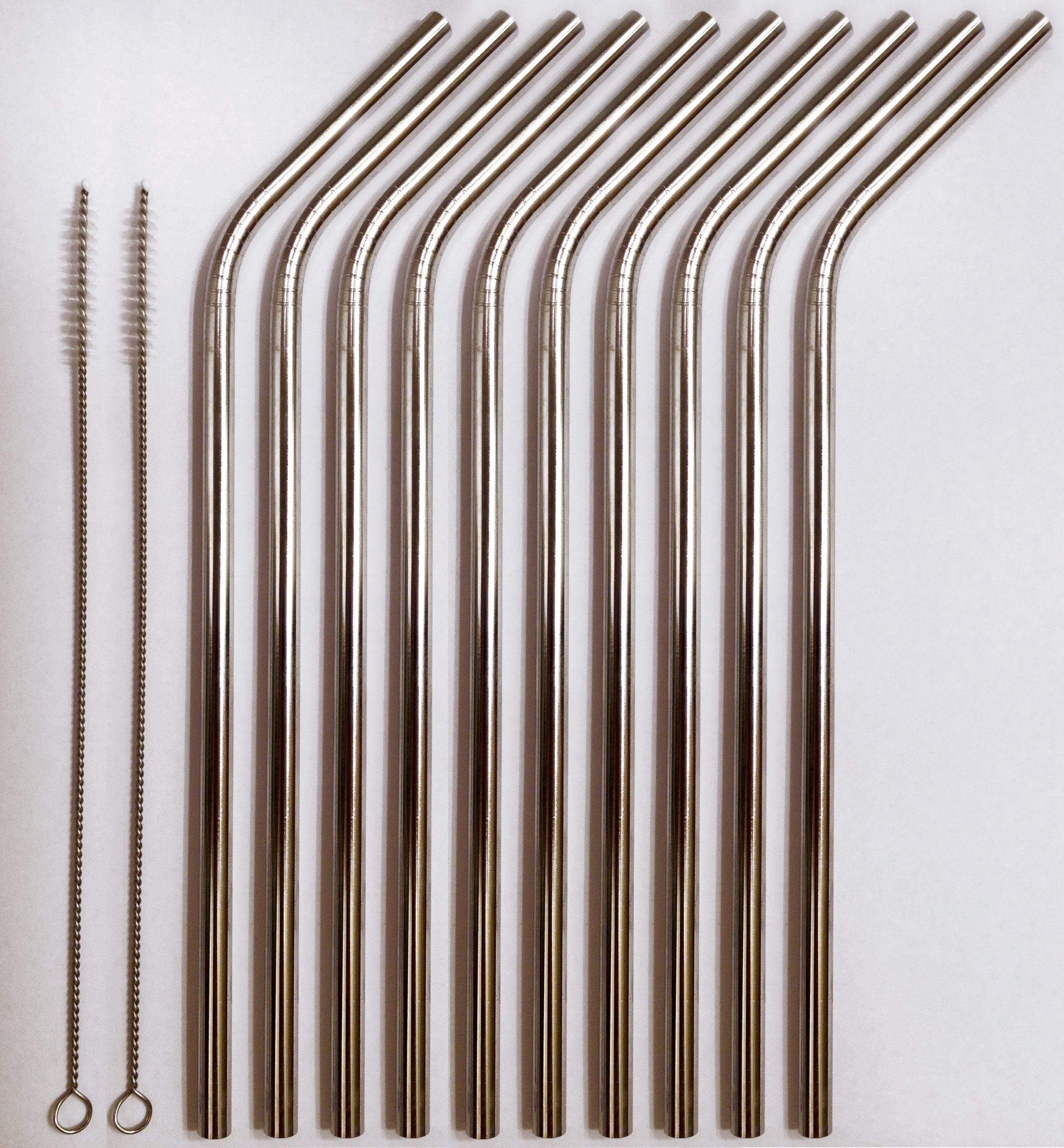Reusable Straws  Stainless Steel Drinking  Set Of 10 + Cleaner  Eco Friendly, Safe, NonToxic NonPlastic