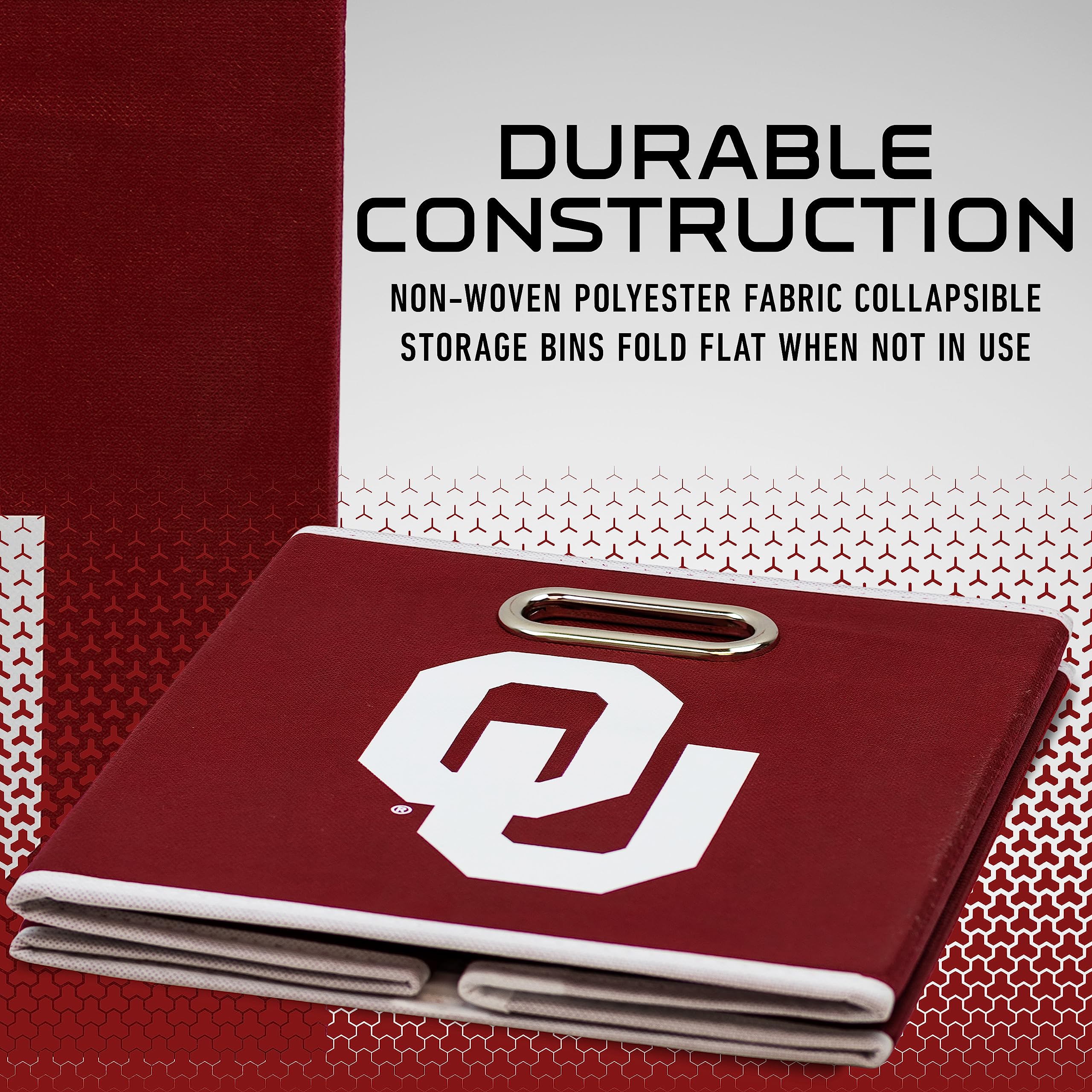 Franklin Sports Ncaa Oklahoma Sooners Collapsible Storage Bin - Made To Fit Storage Bin Shelf Organizers - 10.5'' X 10.5''