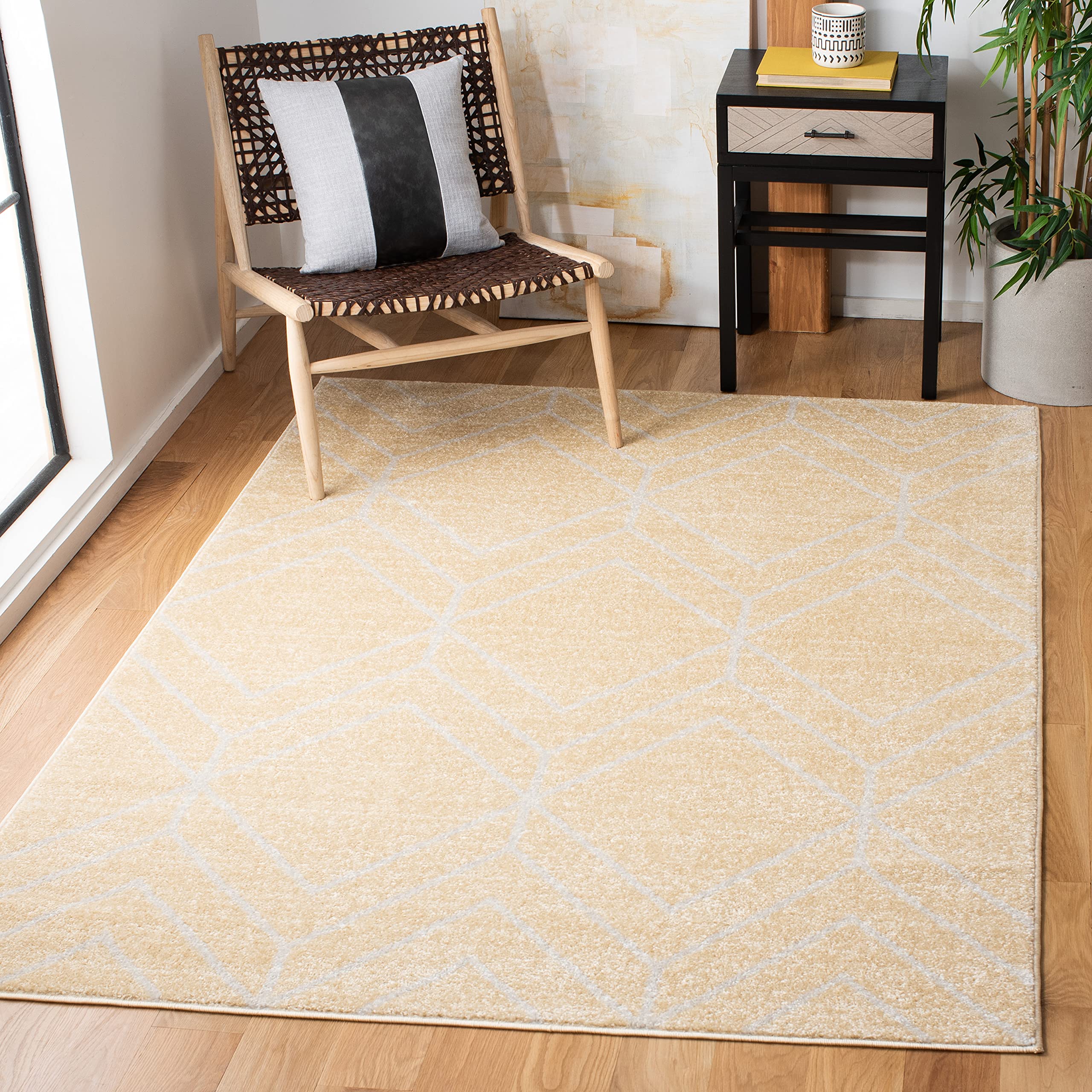 SAFAVIEH Adirondack Collection Accent Rug - 3 x 5, Gold & Light Grey, Modern Geometric Design, Non-Shedding & Easy Care, Ideal