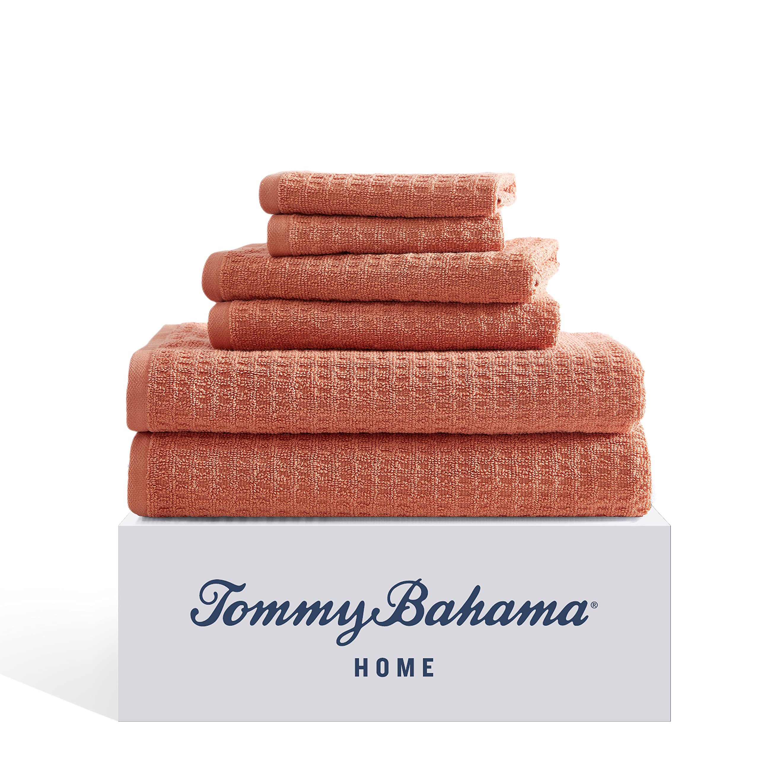 Tommy Bahama- Towel Set, Highly Absorbent & Soft, Stylish Bathroom Decor, Oeko-Tex Certified (Northern Pacific Orange, 6 Piece)