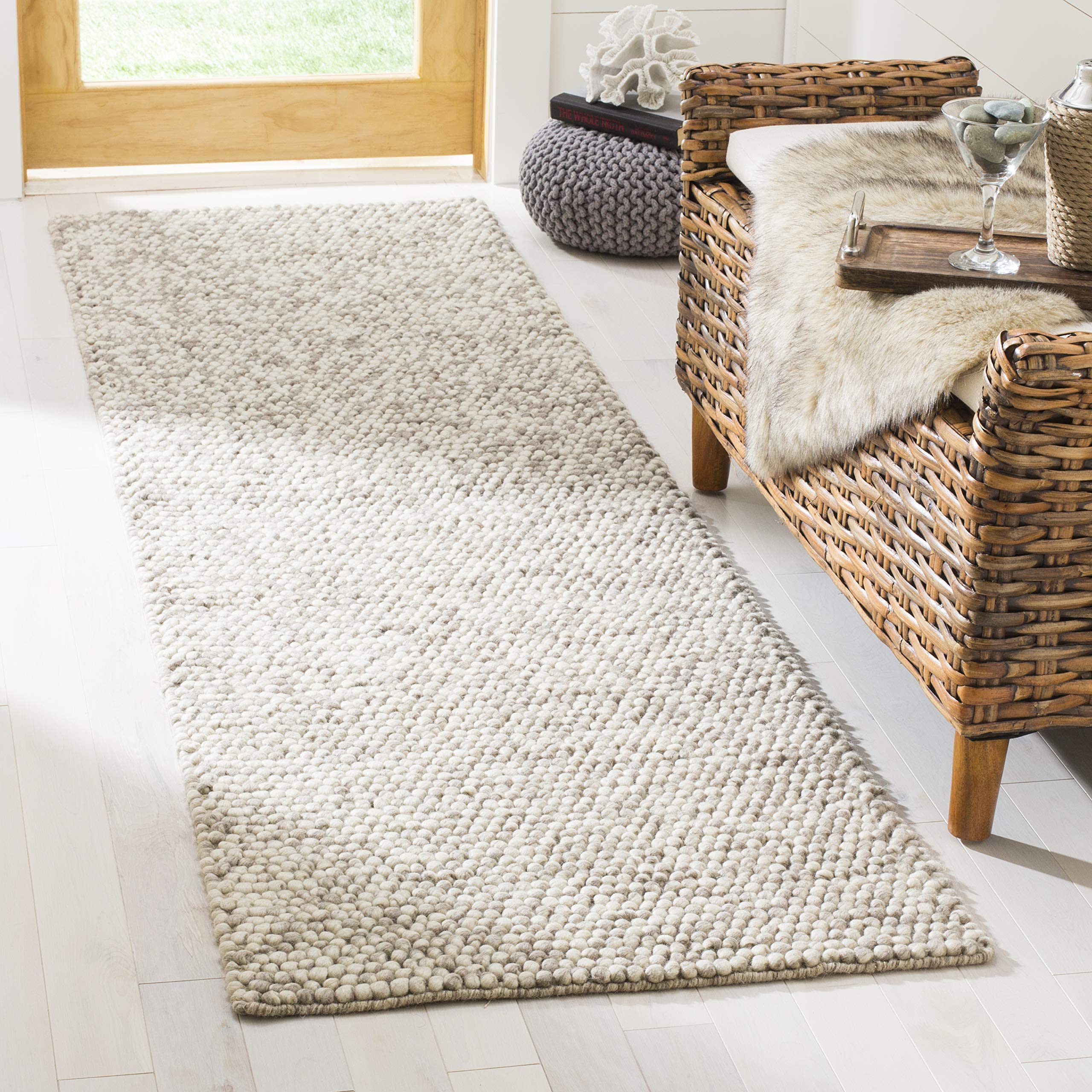 SAFAVIEH Natura Collection Runner Rug - 2 x 10, Beige, Handmade Wool, Ideal for High Traffic Areas in Living Room, Bedroom (NA