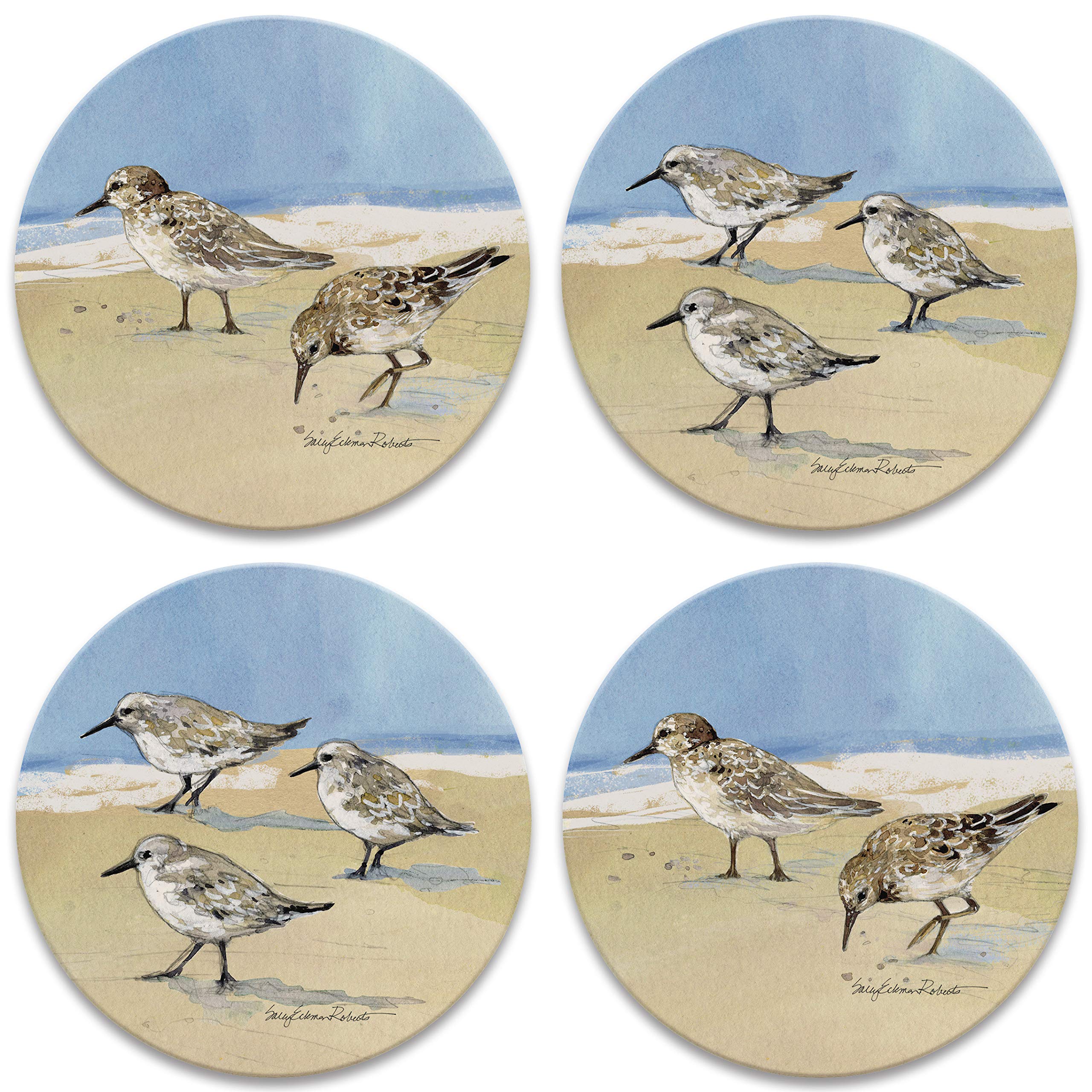 Coasterstone Sandpipers Set Of 4 Coasters, One Size, Multicolored