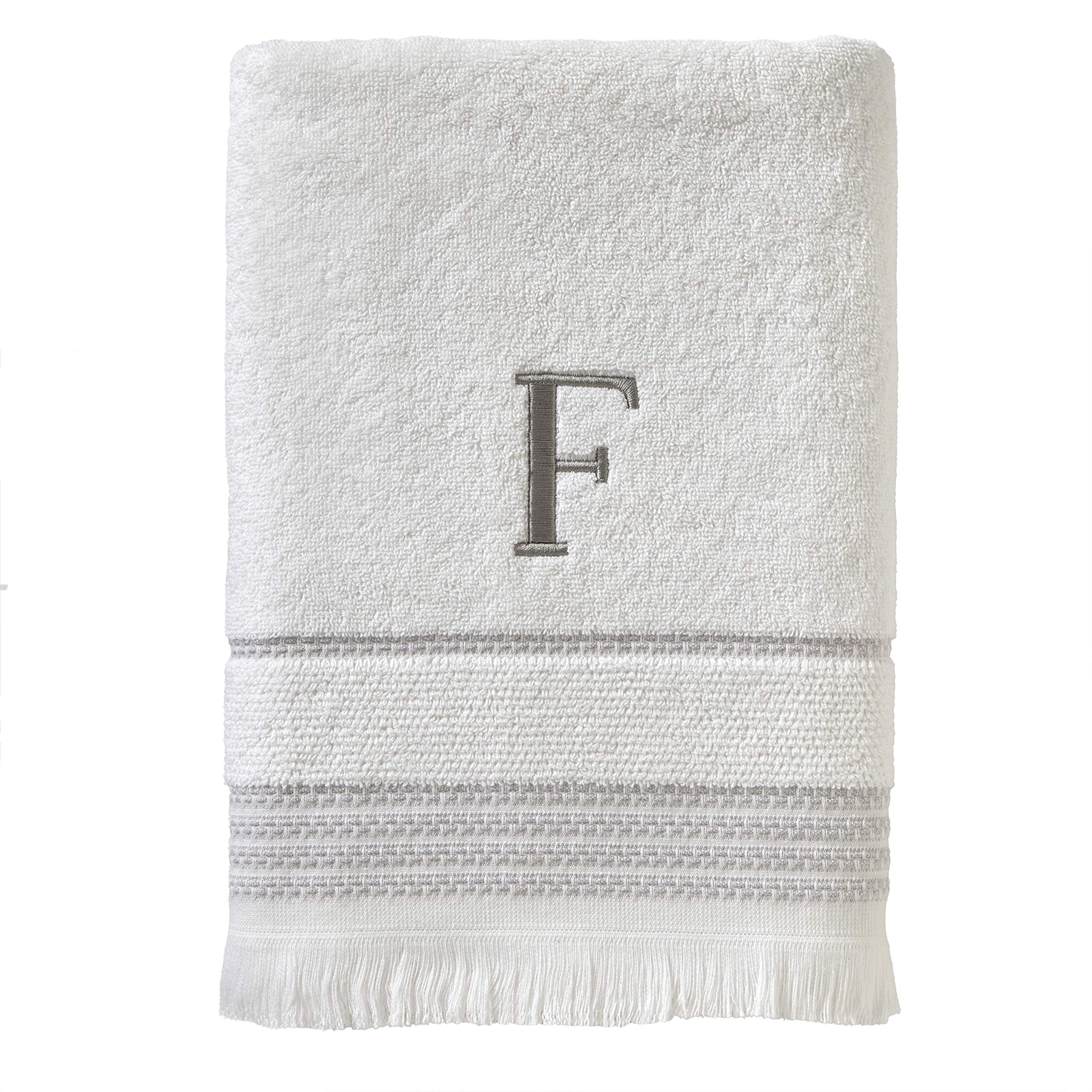 Skl Home Casual Monogram Bath Towel, F, 28X54, White