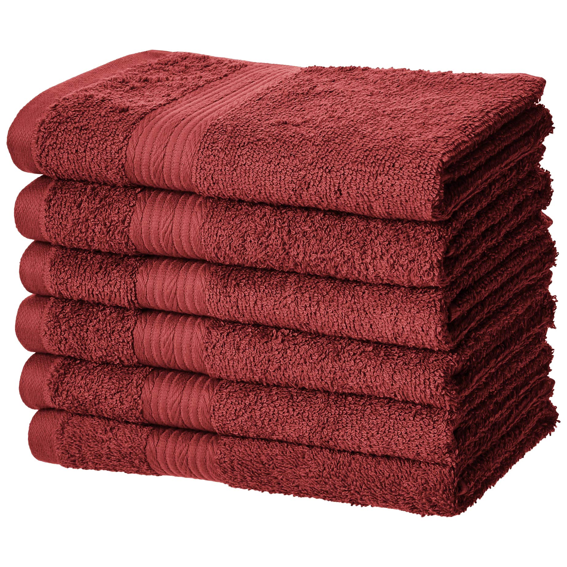 Amazon Basics 6 Piece hand towels for bathroom, Fade Resistant 100% Cotton, soft absorbent bathroom handtowel 6 - Pack (26x16