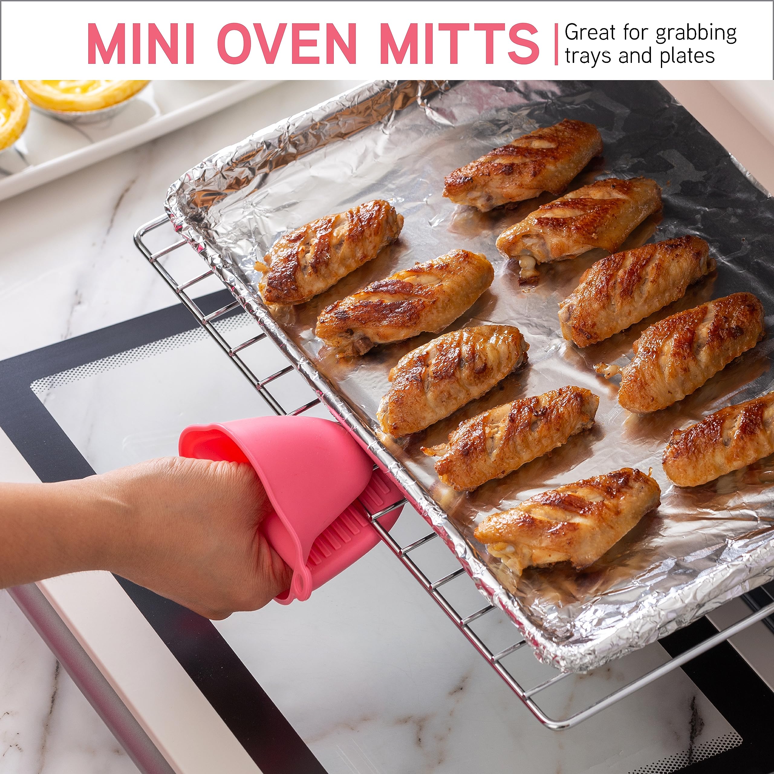 Cook With Color Silicone Oven Mitt Set- 6 Pc. Set - Heat Resistant Gloves With Soft Quilted Lining Set Of 2 Oven Mitt Pot Holder