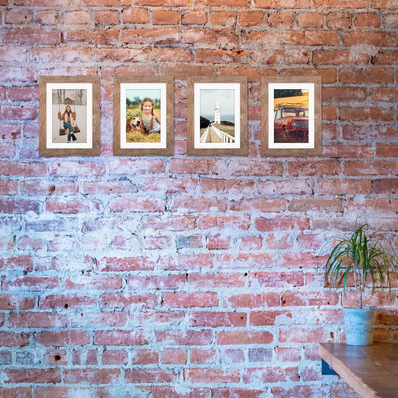 TOFOREVO 5x7 Picture Frames Set of 6 Rustic Wood Grain Photo Frame for Gallery Wall Mounting or Tabletop Display