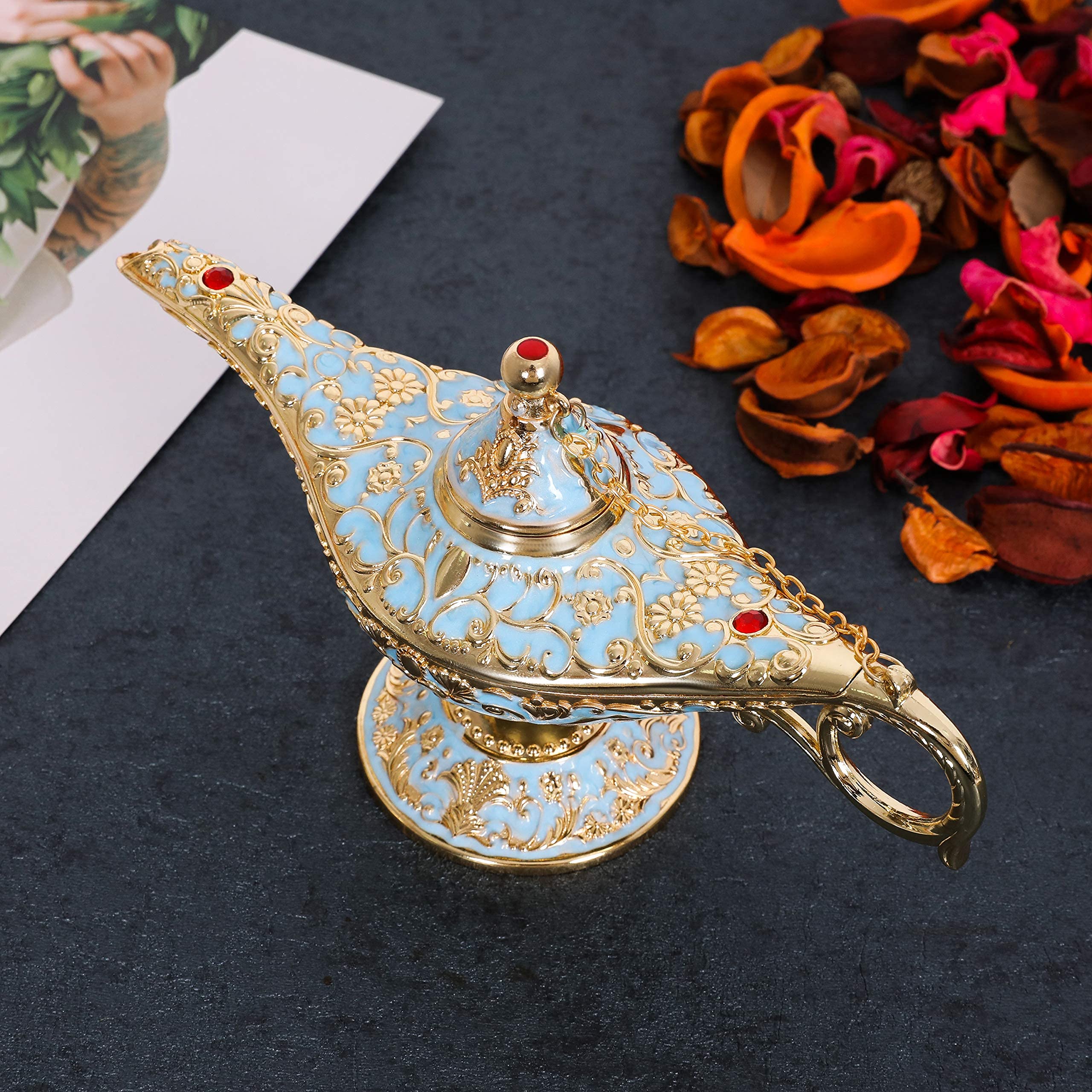 Gusnilo Vintage Aladdin Magic Lamp Genie Collectors Editionwedding Table Decoration,Collectable Rare Classic Arabian Props Aladd