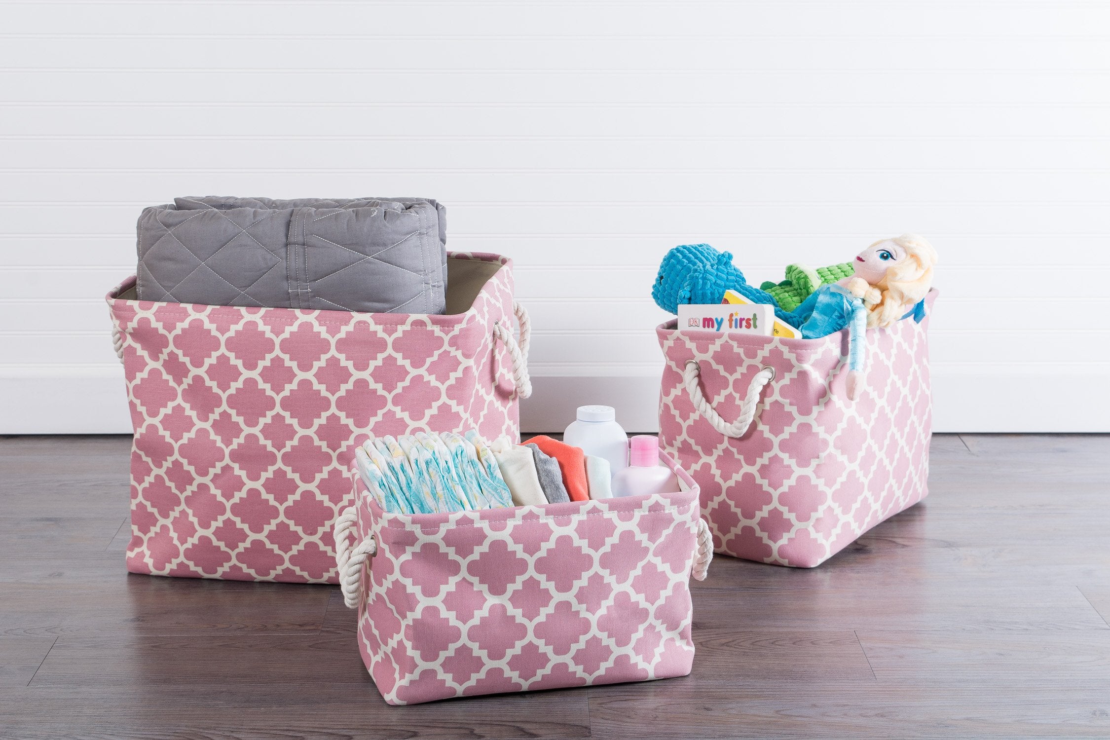 DII Polyester Bin Lattice Rose Rectangle Large