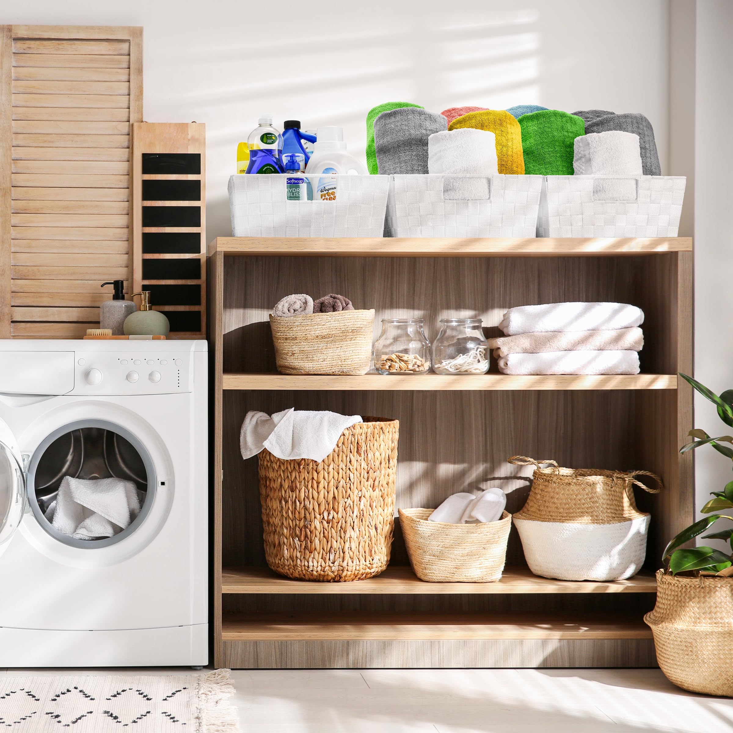 Sorbus Set Of 3 Large Storage Baskets For Organizing, Mesh Hand-Woven Design, Linen Closet Organizers And Storage, Organizer Sto