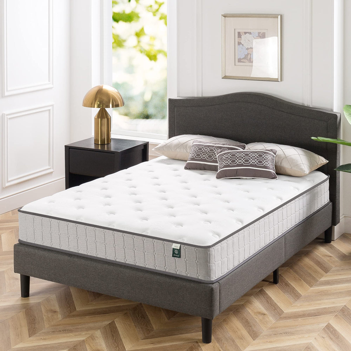 Zinus 10 Inch Comfort Support Cooling Gel Hybrid Mattress, King, Tight Top Innerspring Mattress, Motion Isolating Pocket Springs