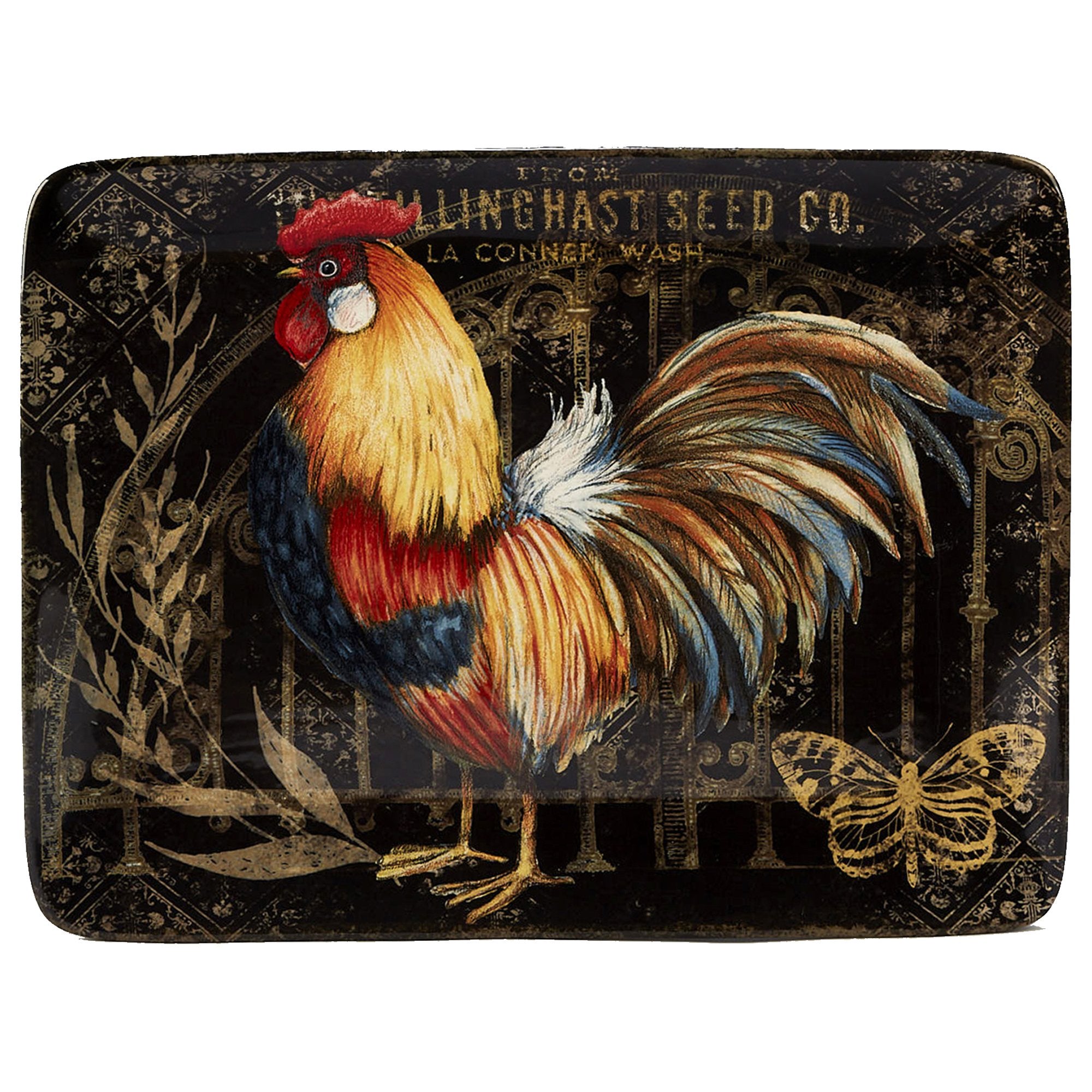 Certified International 23659 16 x 12 Gilded Rooster Rectangular Platter, One Size, Multicolor
