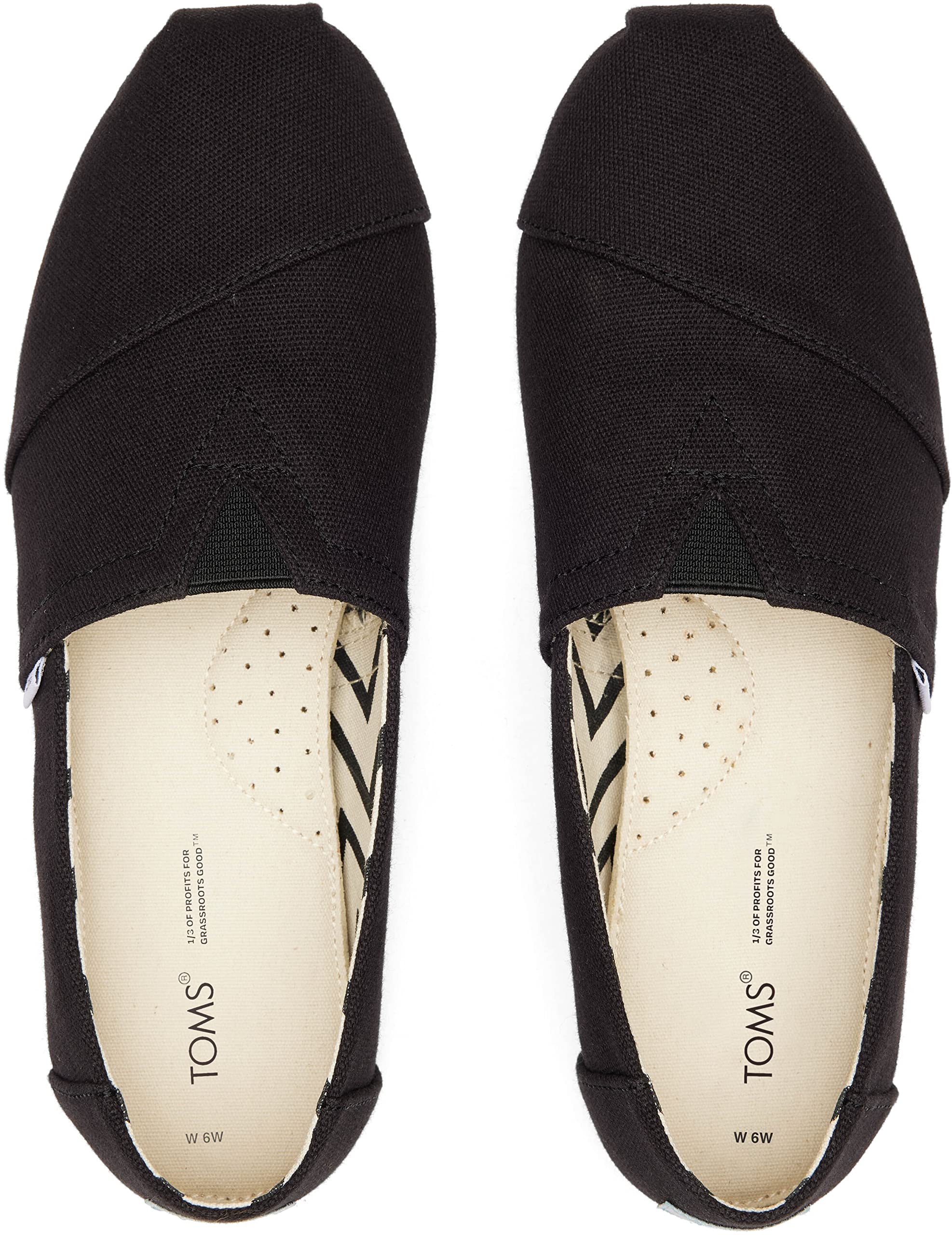 Toms Womens, Alpargata Recycled Slip-On - Wide Width Black 6 W