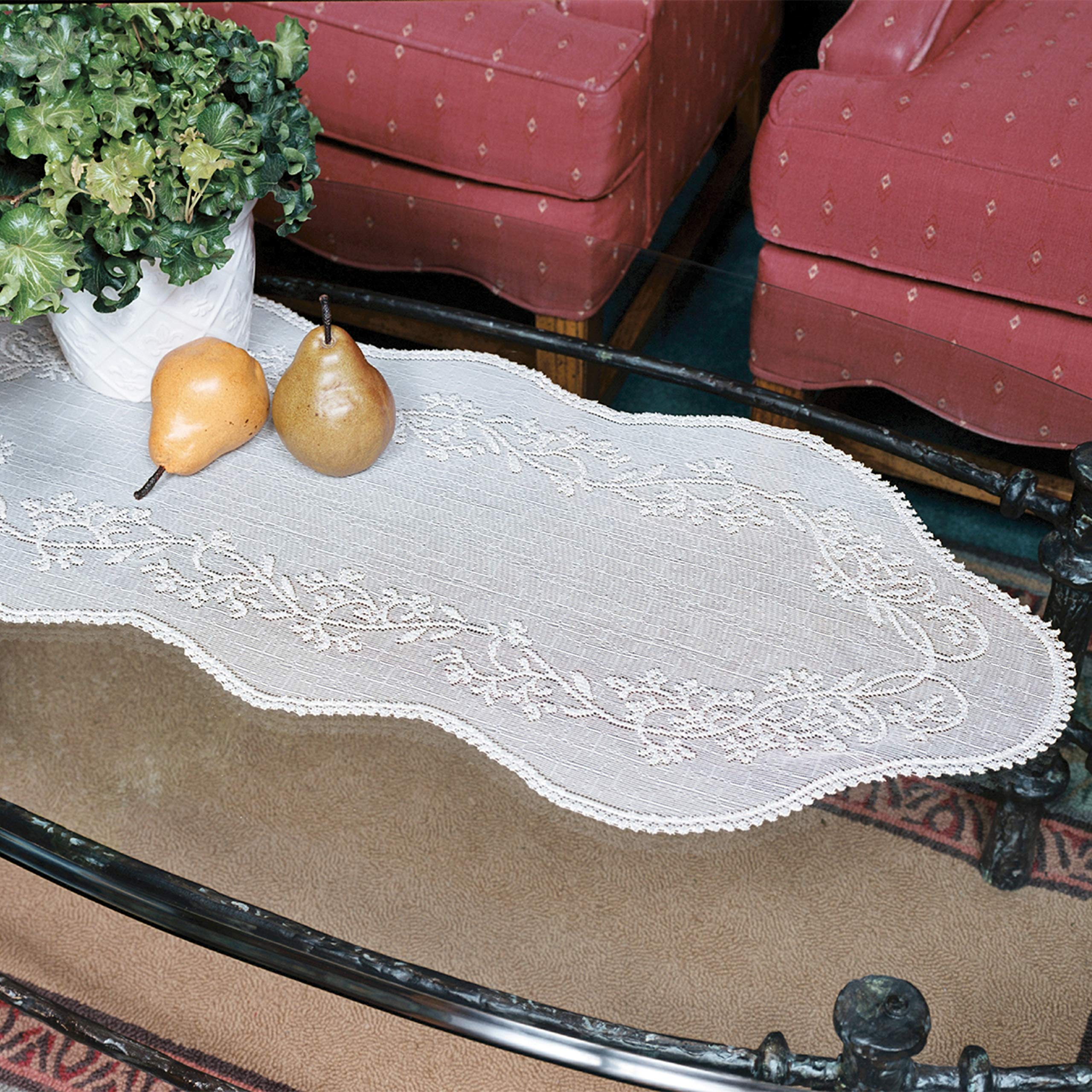Heritage Lace Sheer Divine Table Runner, 14 By 48-Inch, White