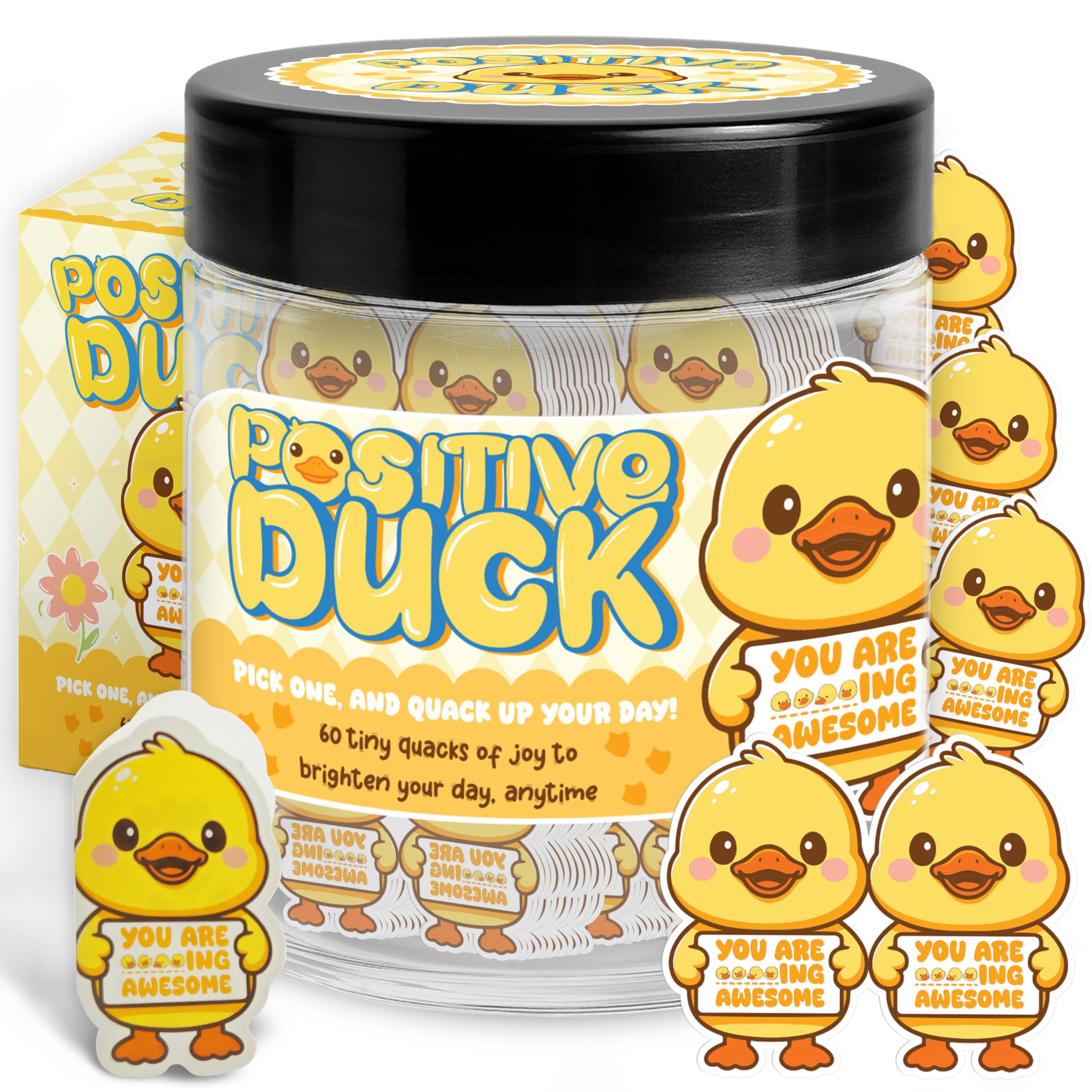 MIKAYENUS Positive Duck Jar with 60 Affirmation Cards, Emotional Support Duck, Teen Girl Gifts Trendy Stuff, Birthday Gifts for 