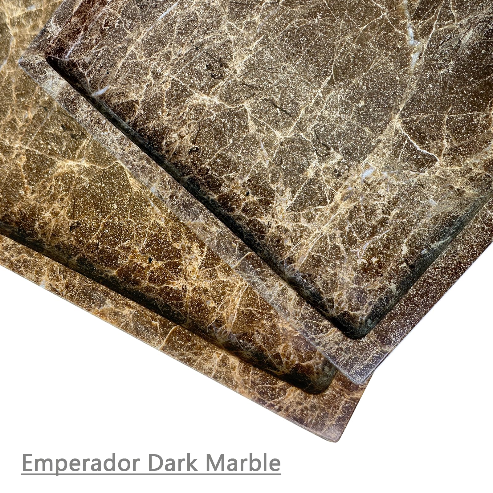 Ghyfgd Real Natural Marble Tray Genuine Brown Marble Stone Storage Tray For Dresser/Vanity/Bathroom (Coffee Net, 12'' X 8'')