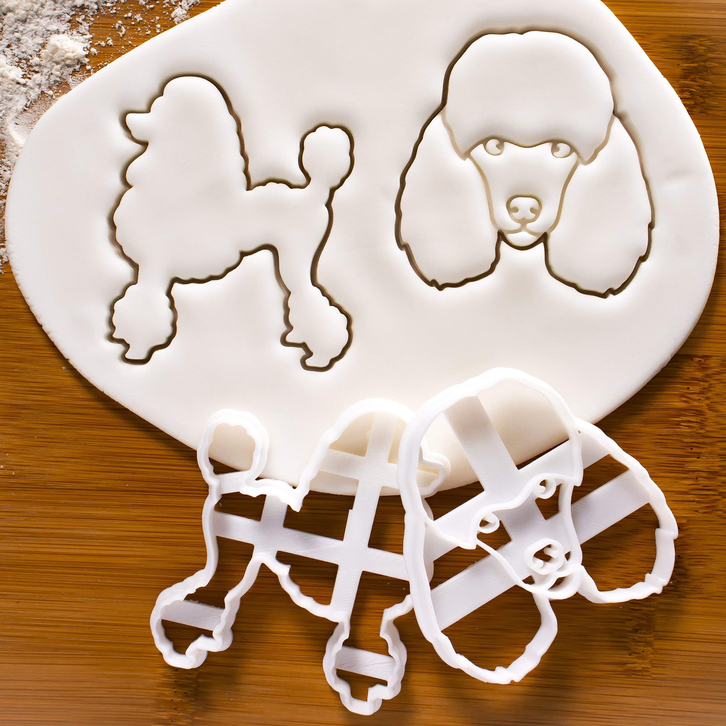 Set Of 2 Poodle Cookie Cutters (Designs: Poodle Silhouette And Poodle Face), 2 Pieces - Bakerlogy