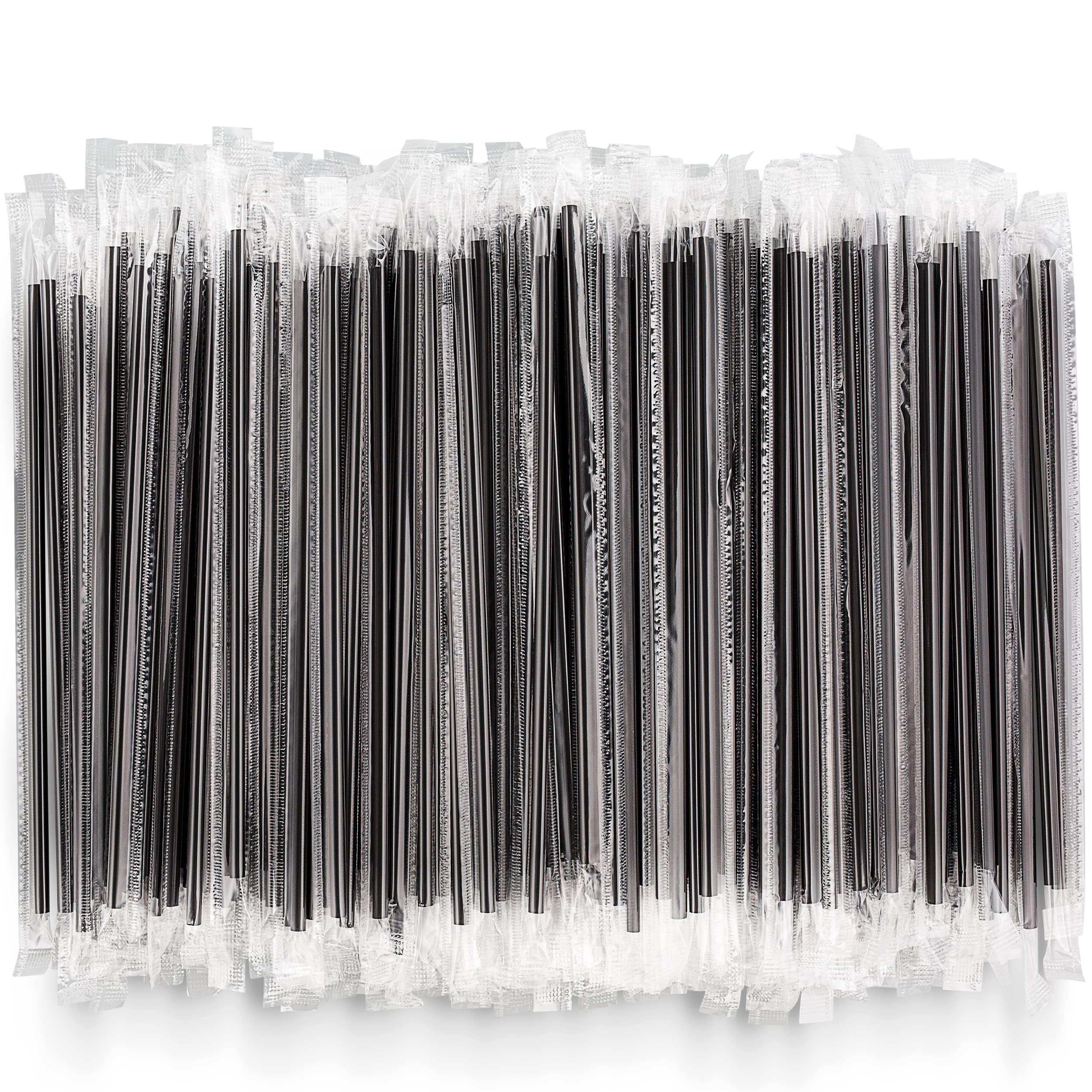 Durahome Plastic Stirrer Straws Individually Wrapped 1000 Pack, Black 5.75-Inch Sip Drinking Stir Sticks For Cocktails And Coffe