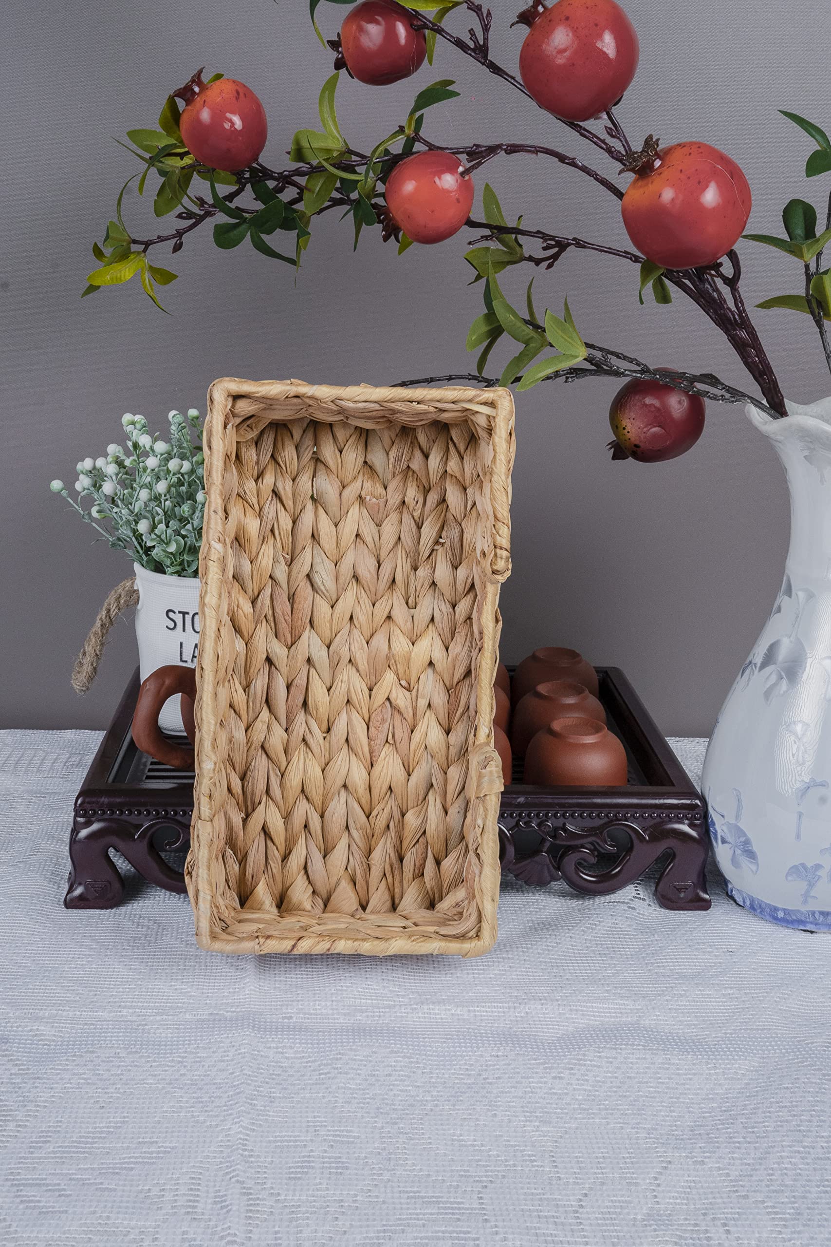 Rectangle Water Hyacinth Napkin Holders For Kitchen And Bathroom, Guest Towel Holder Tray For Bathroom, Handcrafted Flat Napkin