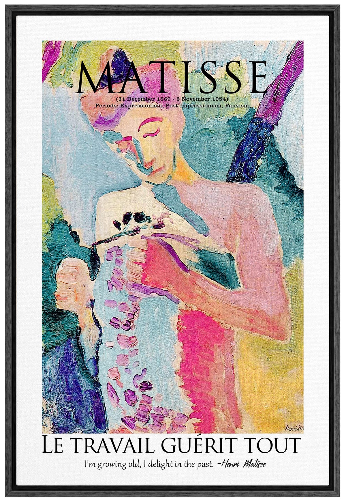 Signleader Framed Canvas Print Wall Art Matisse Woman In Garden Abstract Brushstroke Illustrations Expressionism Traditional Col