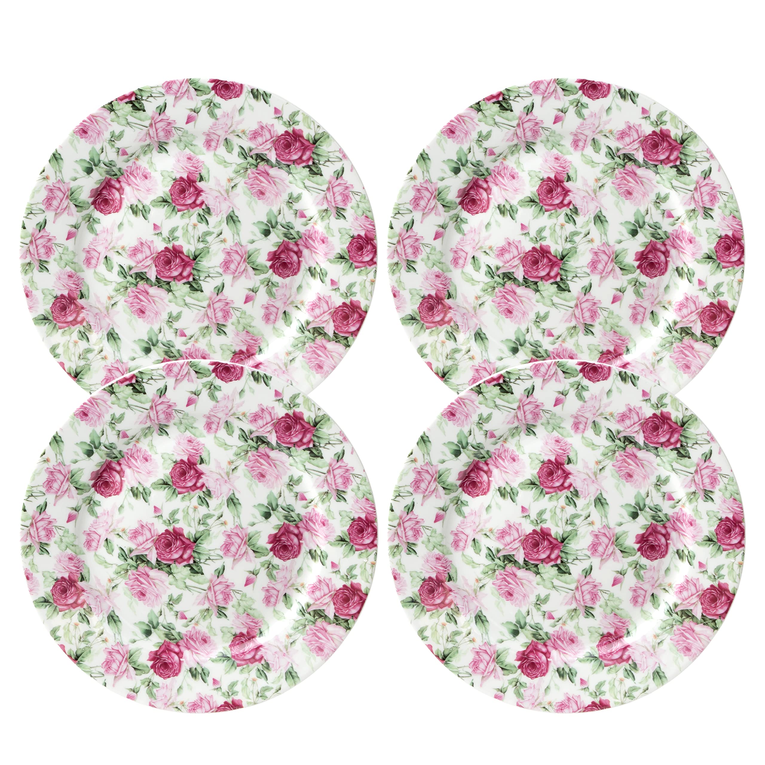 Gracie China Summer Rose Chintz All Over Dessert/Salad Plates, Set Of 4 (8-Inch)