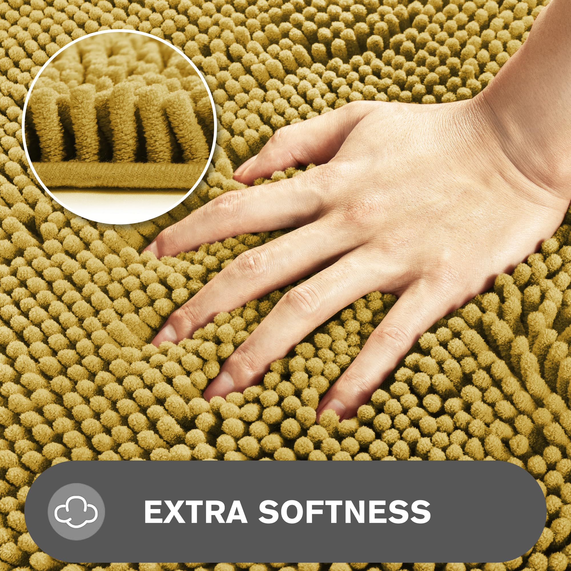 Pureswan Bathroom Rugs Sets 2 Piece - Absorbent And Washable Bath Mat, Non-Slip, Thick Soft Chenille Bath Rugs For Bathroom Floo