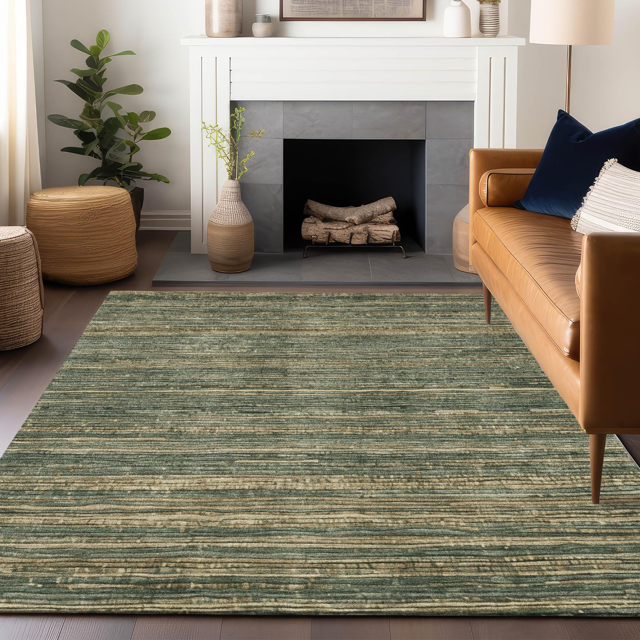Machine Washable Indoor/Outdoor Chantille Fern 10 x 14 Rug