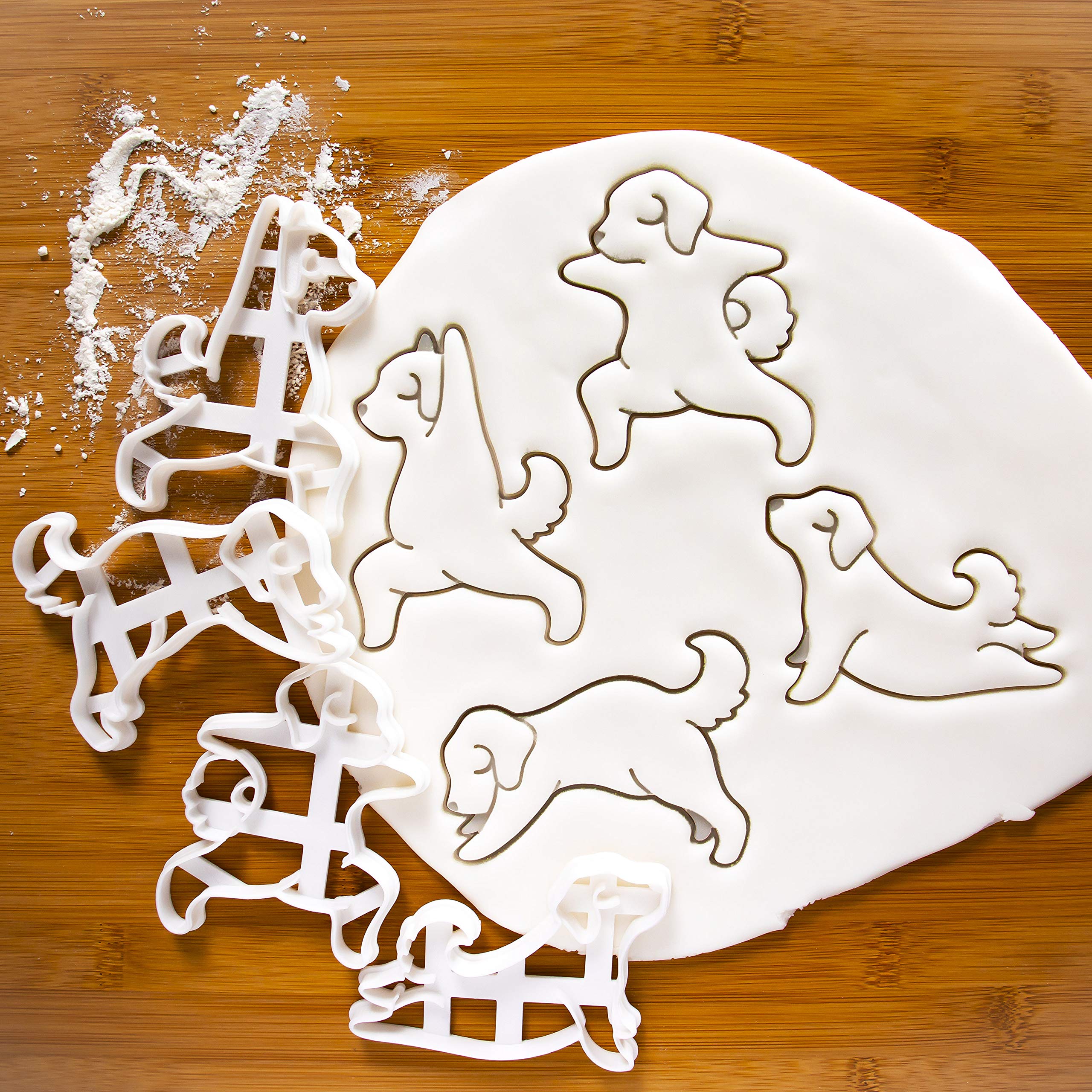 Set Of 4 Yoga Dog Cookie Cutters (Designs: Warrior Pose 1, 2, Upward Facing, Downward Facing), 4 Pieces- Bakerlogy